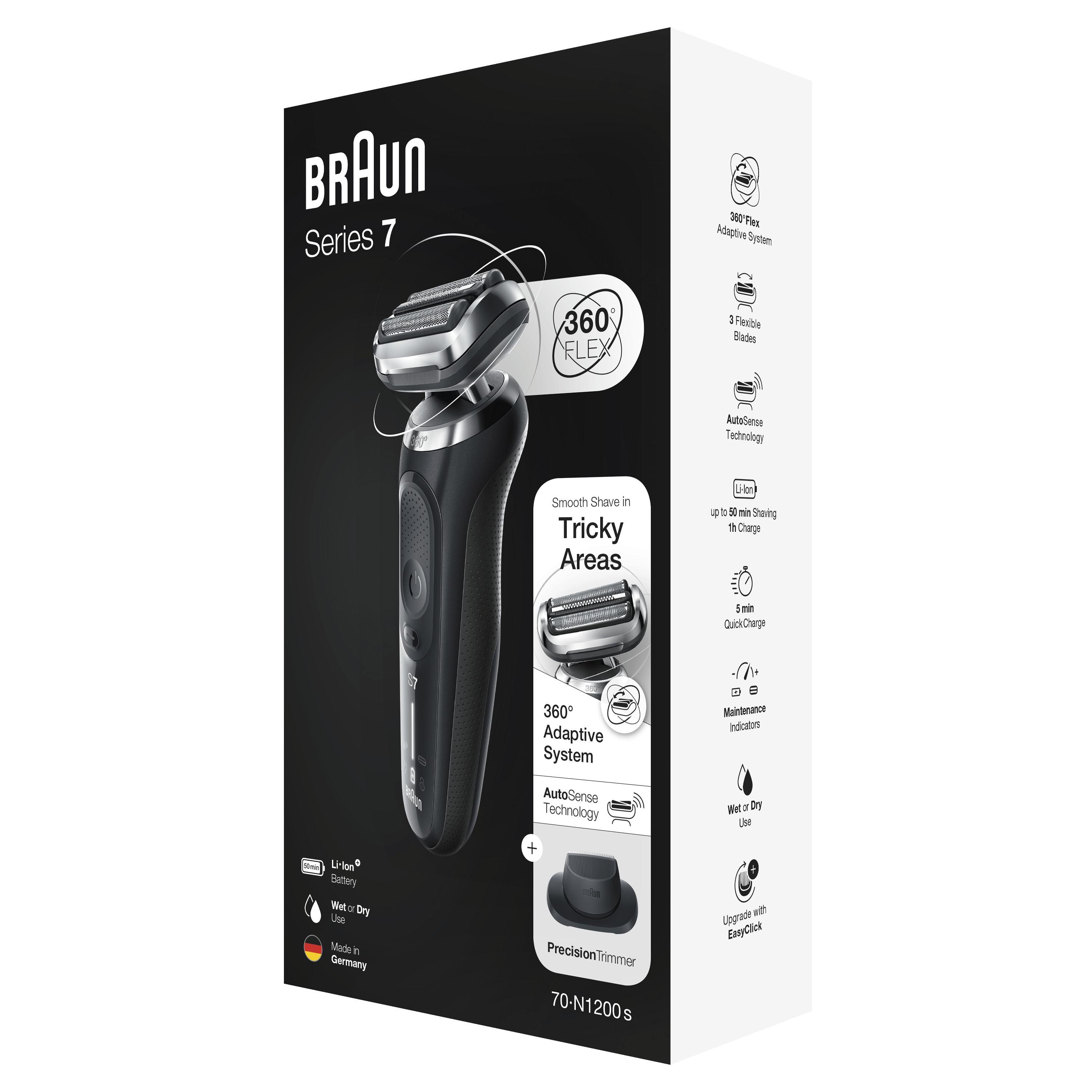 Braun Series 7 elektrikli tıraş makinesi ambalajında.