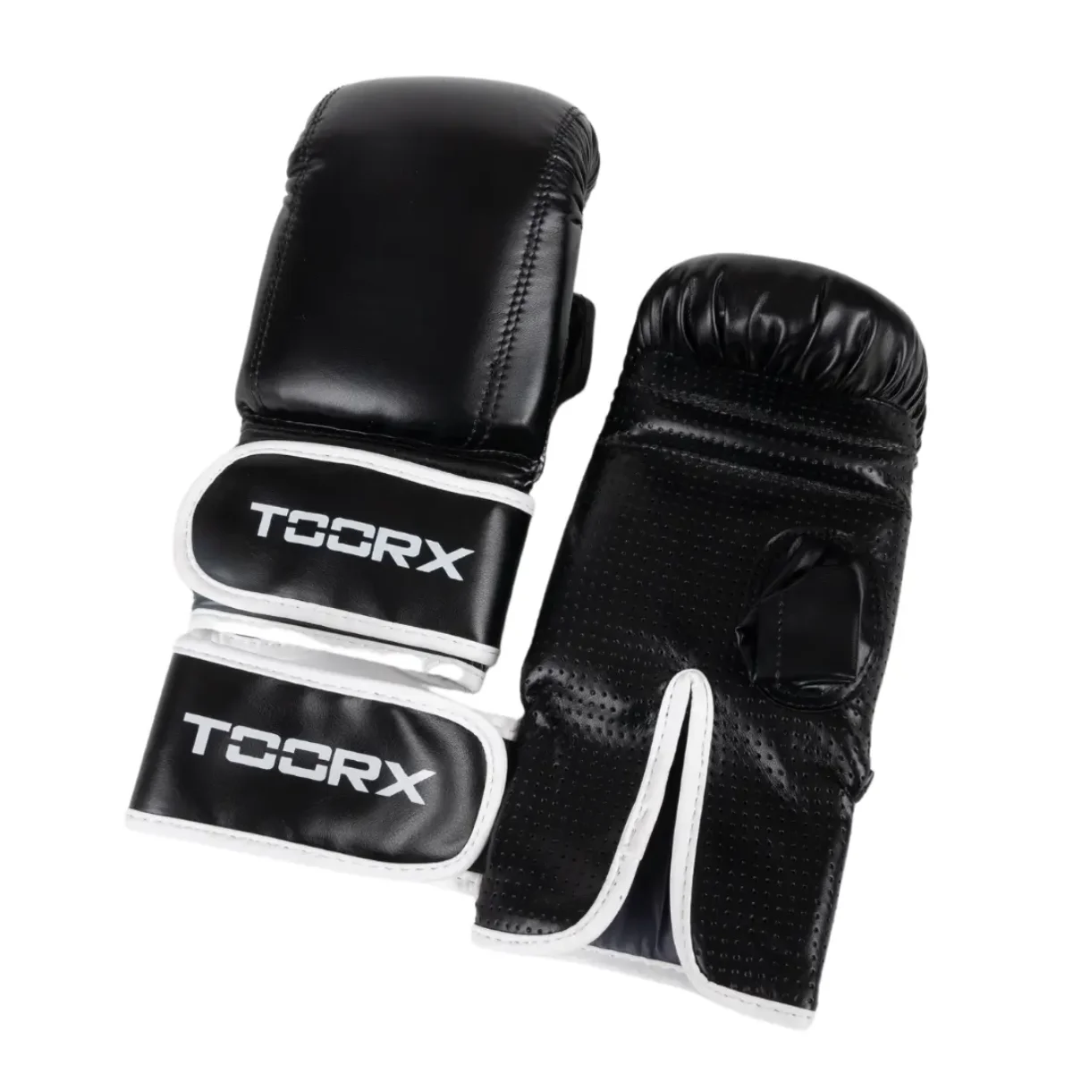 Black boxing gloves with white trim and the text TCCR. White background, two gloves.