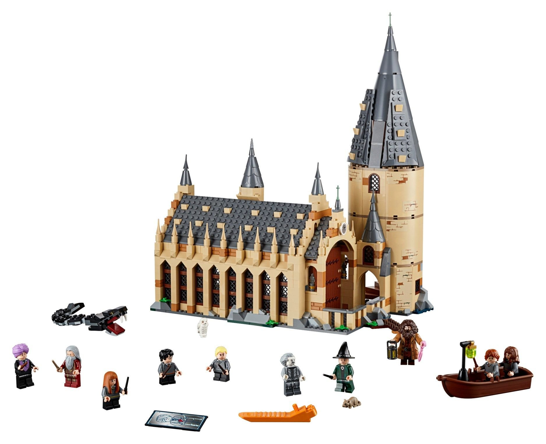 LEGO Harry Potter Hogwarts Schloss-Set mit Figuren. Enthält Schloss, Figuren, Boot und Zubehör.