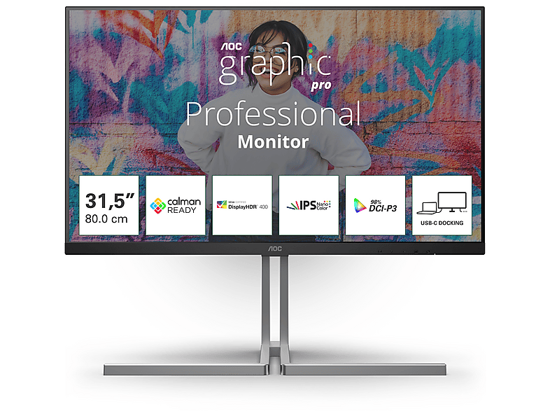 AOC U32U3CV 31,5 Zoll UHD 4K Gaming-Monitor (4 ms Reaktionszeit , 60 Hz , 60 Hz nativ)