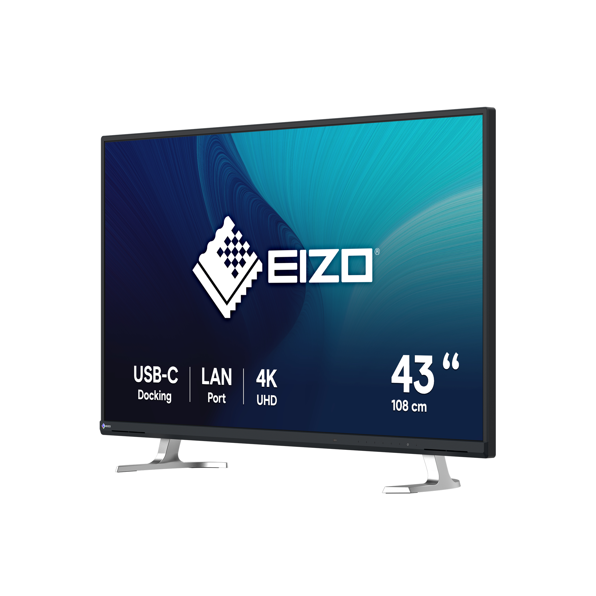 Monitor EIZO 43" z rozdzielczością 4K UHD, stacją dokującą USB-C i portem LAN.