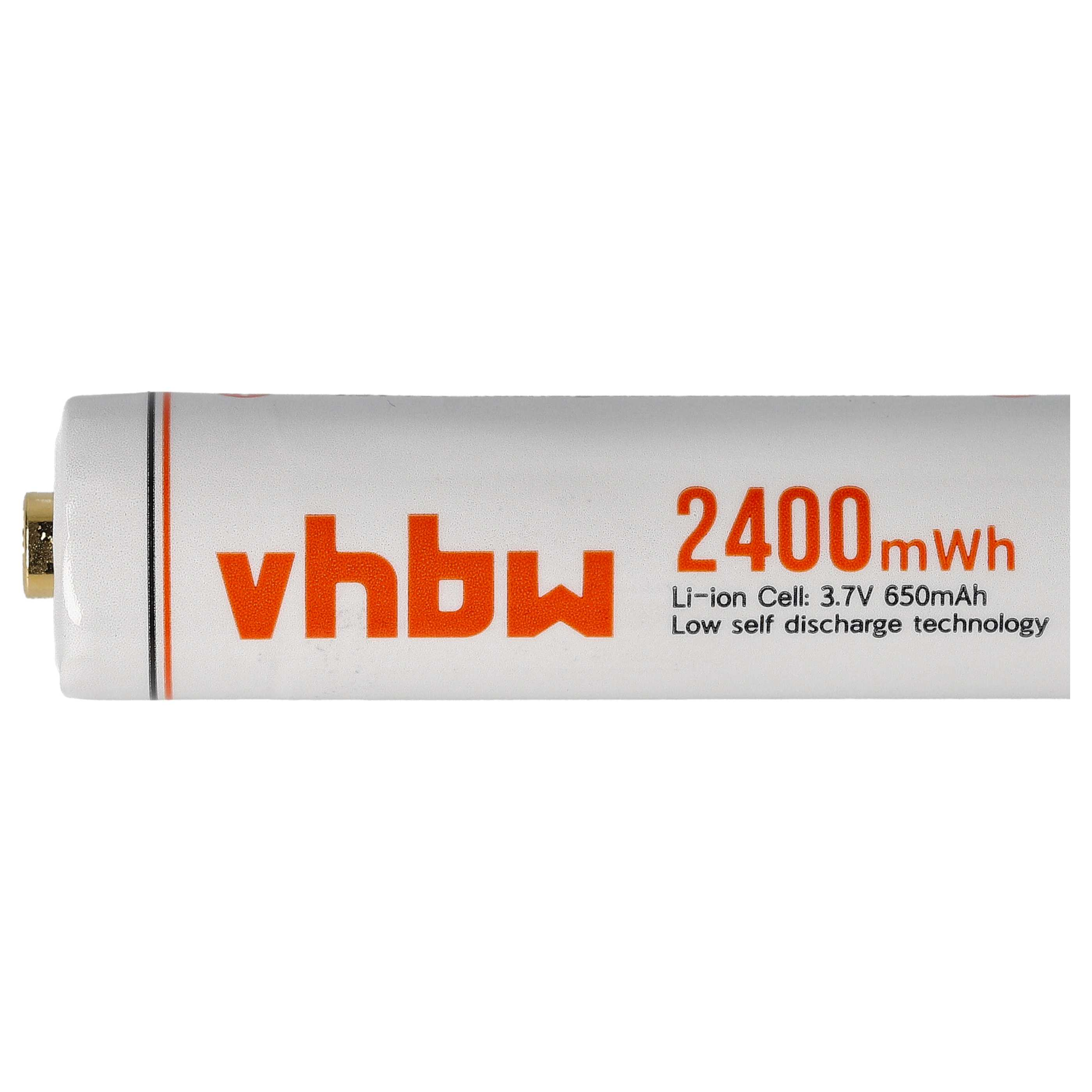 Eine weiße vhbw 2400mAh Li-Ion Batterie mit Text.