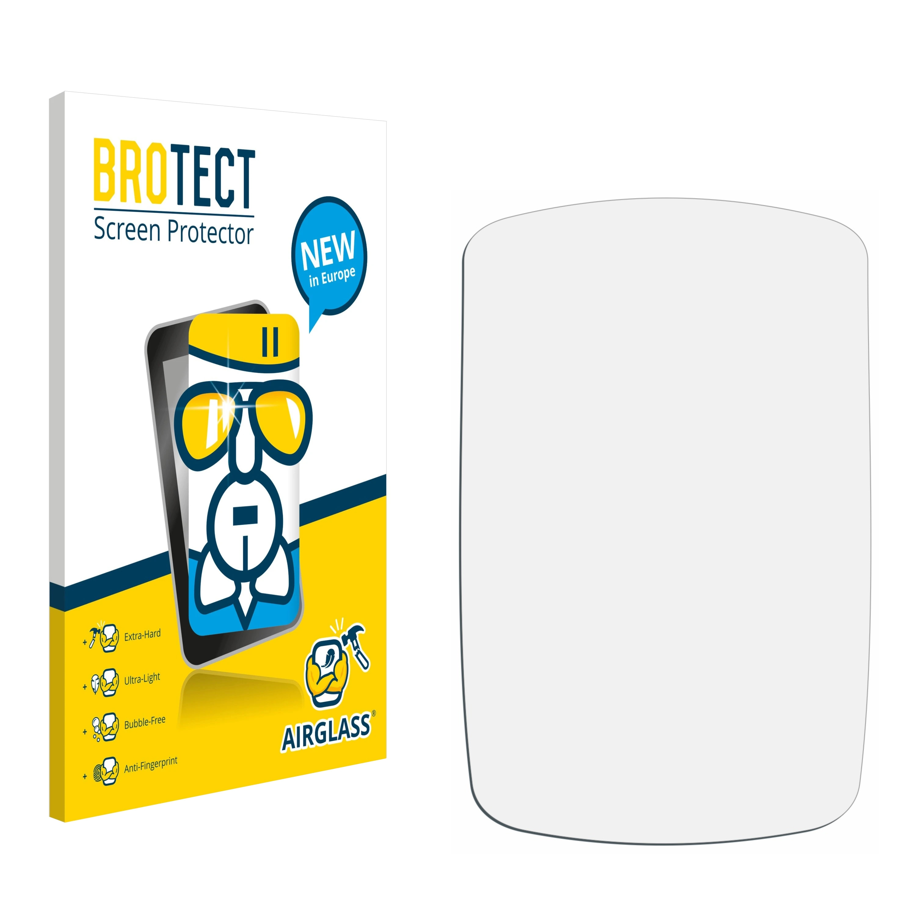Schachtel mit Displayschutzfolien für ein Telefon. Die Packung zeigt eine Telefonillustration und Airglass-Text.