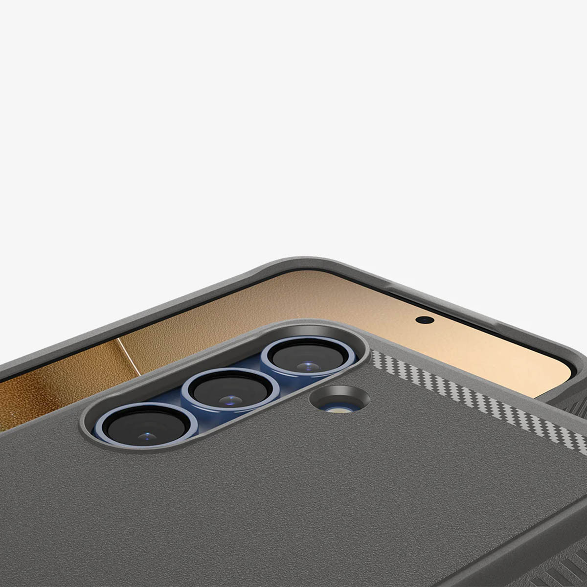 Smartphonehoesje met cameralenzen, close-up shot.