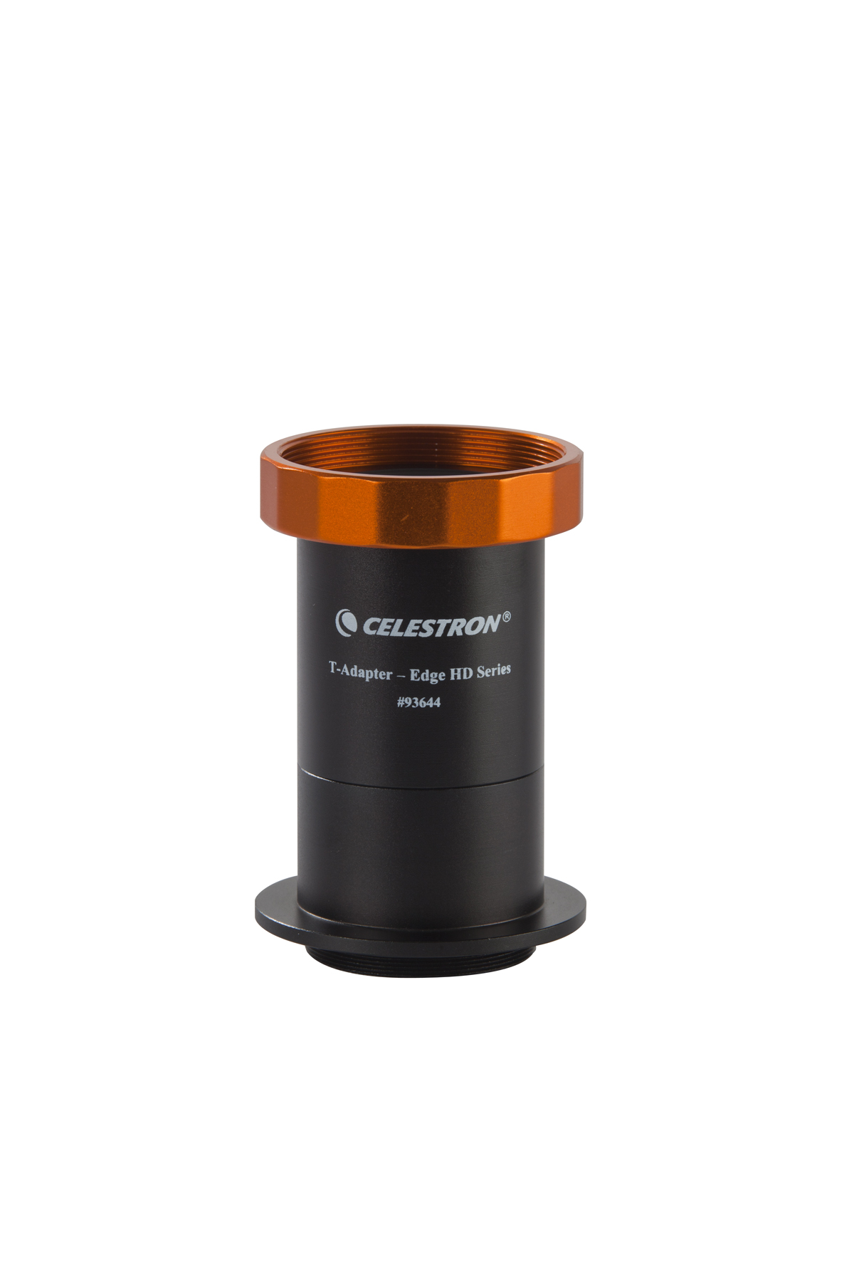 Celestron T-Adapter - Edge HD Series, schwarzes und oranges Gerät.