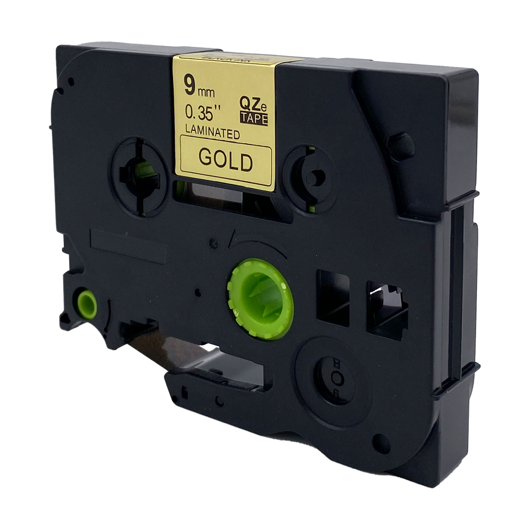 Zwarte tape cartridge met gouden tekstlabel 'GOLD'.