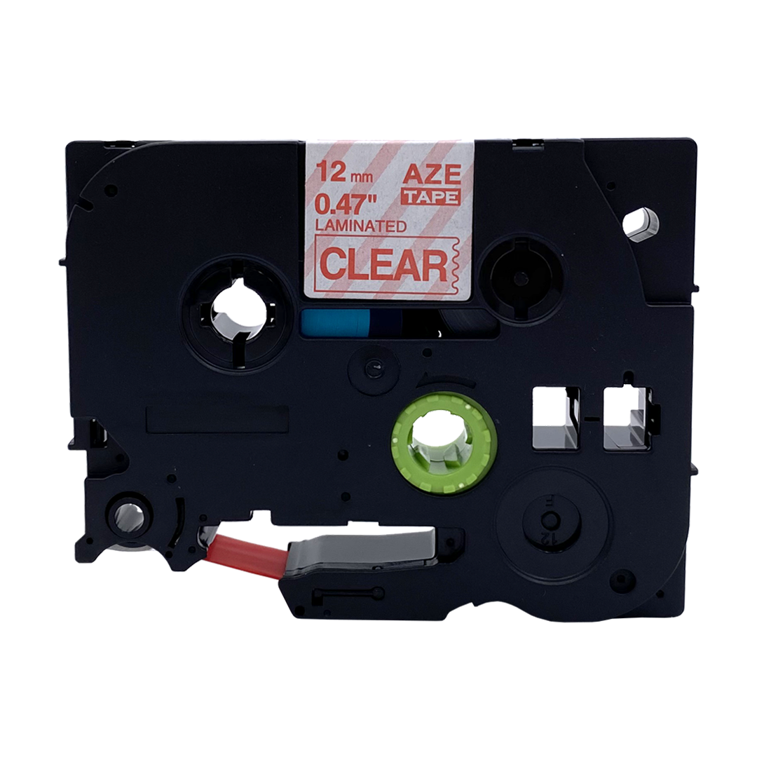 Zwarte labelmaker cartridge. Het label luidt: 12 mm 0.47" LAMINATED, CLEAR.
