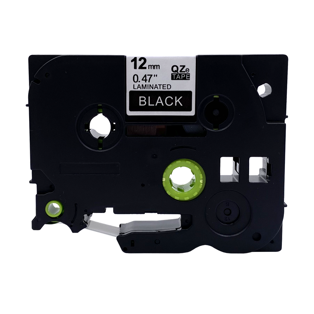 Black label maker cartridge. The label reads: 12 mm 0.47" LAMINATED, BLACK.