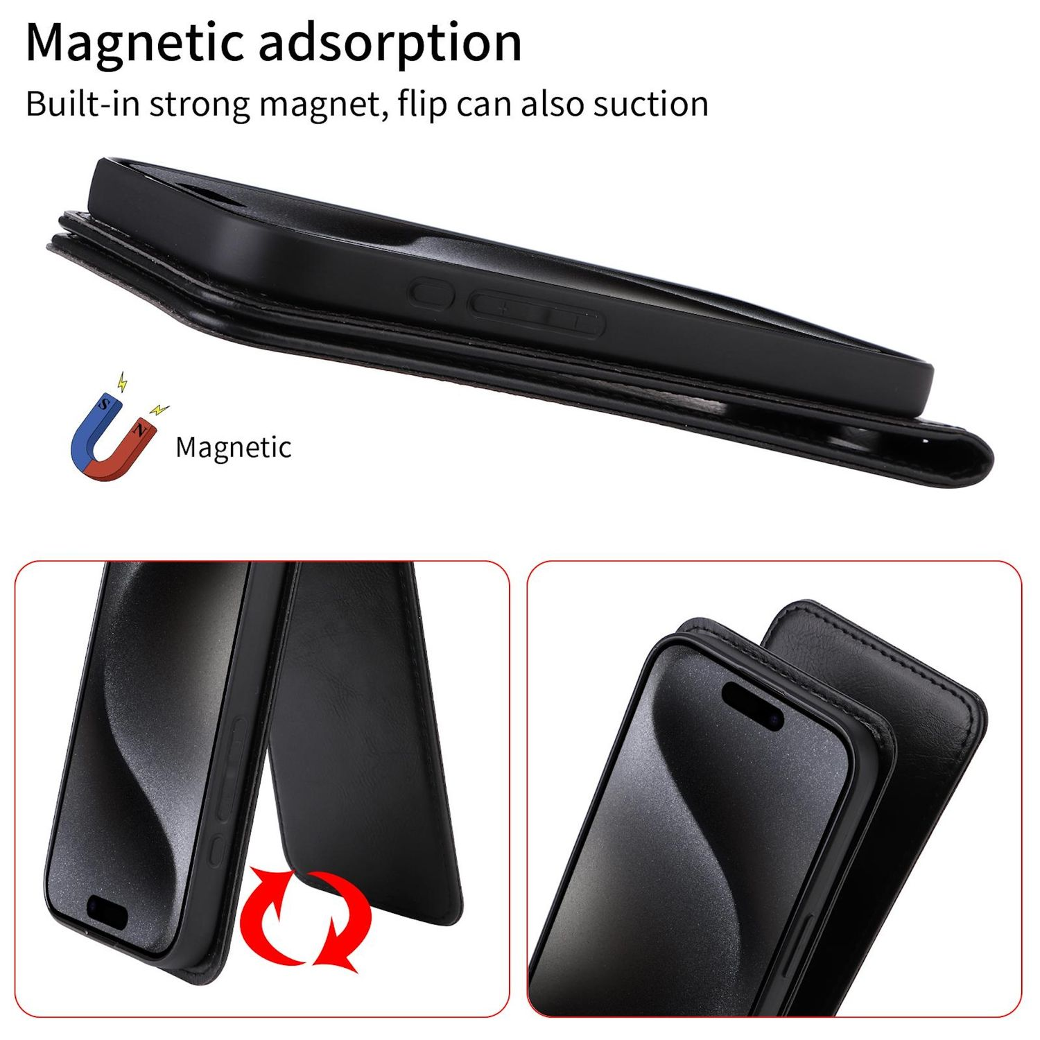 Eine schwarze Handyhülle mit magnetischen Eigenschaften.