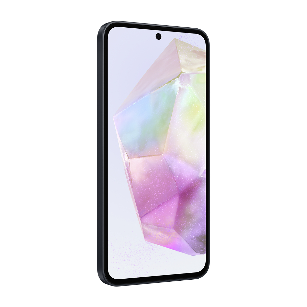 Ekranında renkli bir grafik gösteren bir akıllı telefon. Telefonun siyah bir çerçevesi ve şeffaf bir ekranı var.