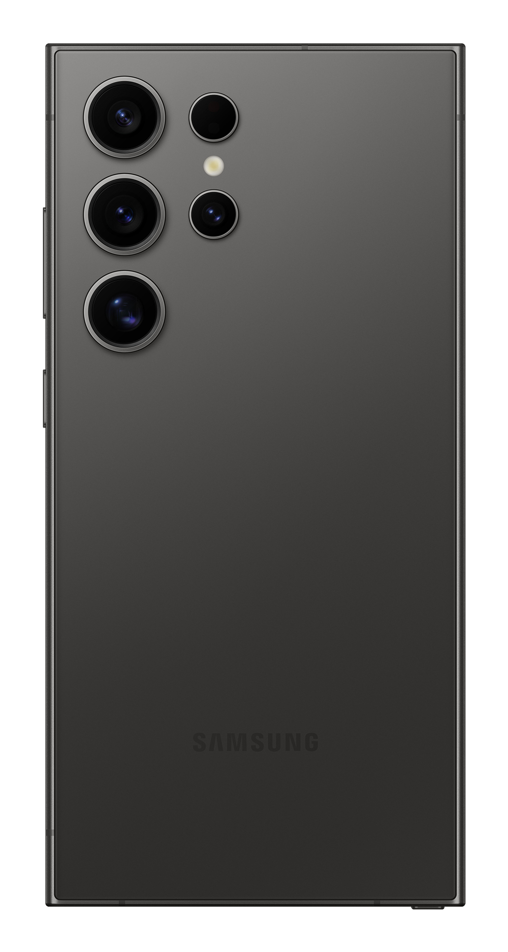 Czarny tył telefonu z wieloma aparatami i logo Samsung.