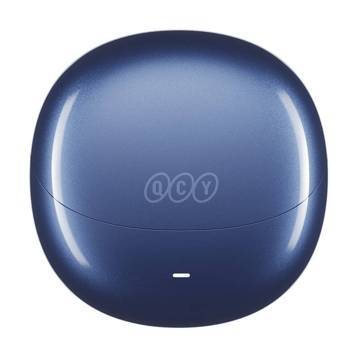 Ein blaues, rundes QCY-Ladecase.