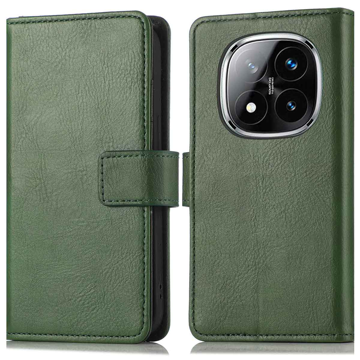 Groene telefoonhoes met telefooncamera, met magnetische sluiting.