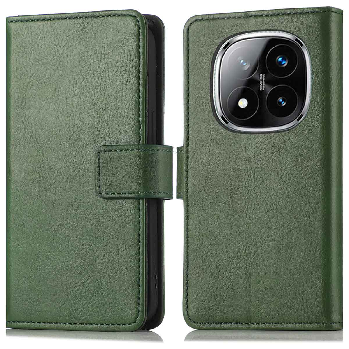 IMOSHION porta carte de luxe CUSTODIA A LIBRO per Xiaomi Redmi Note 14 Pro Plus 5G, Verde