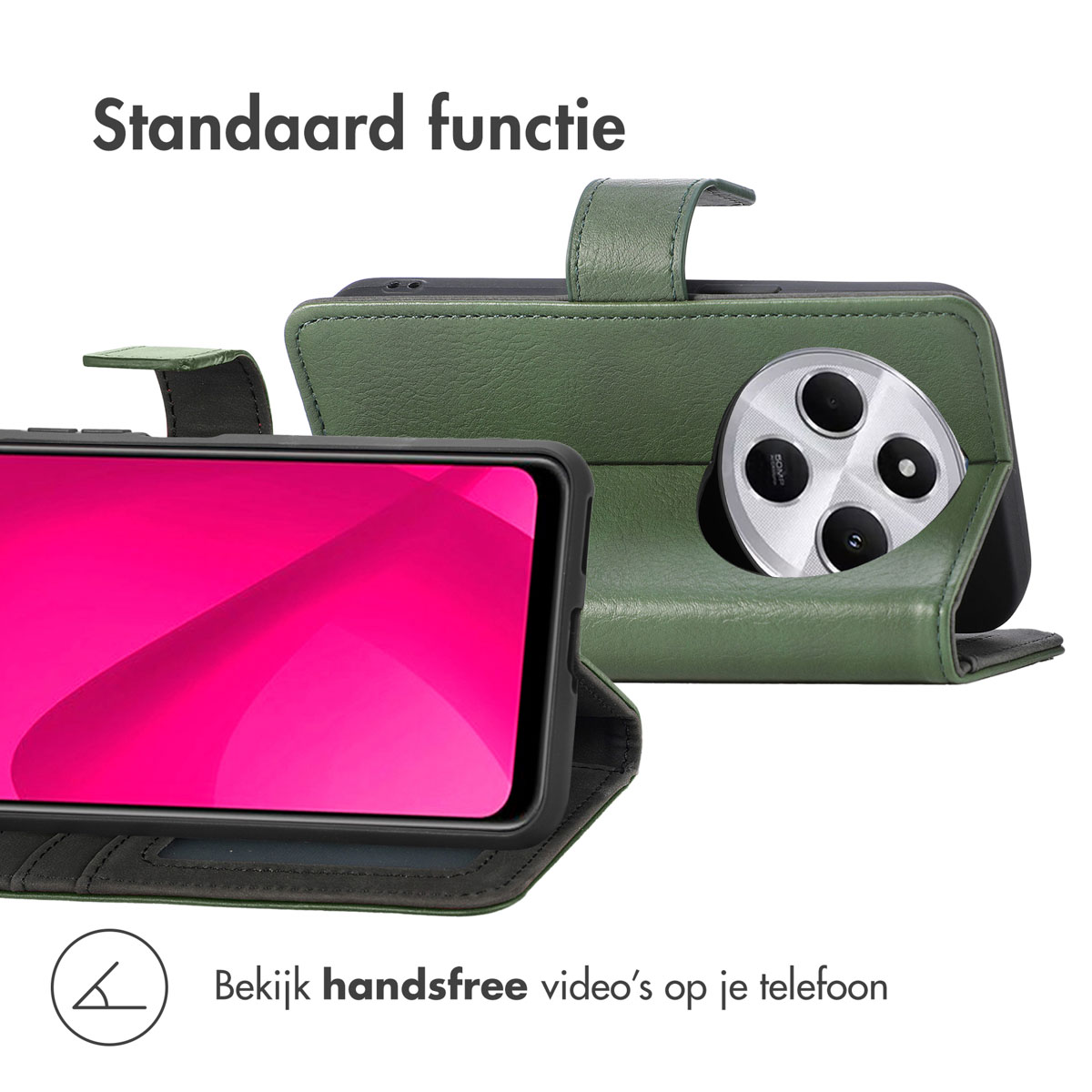 IMOSHION Coque folio compatible avec Xiaomi Redmi 14C Étui de Téléphone voor Xiaomi Xiaomi Redmi 14C Vert
