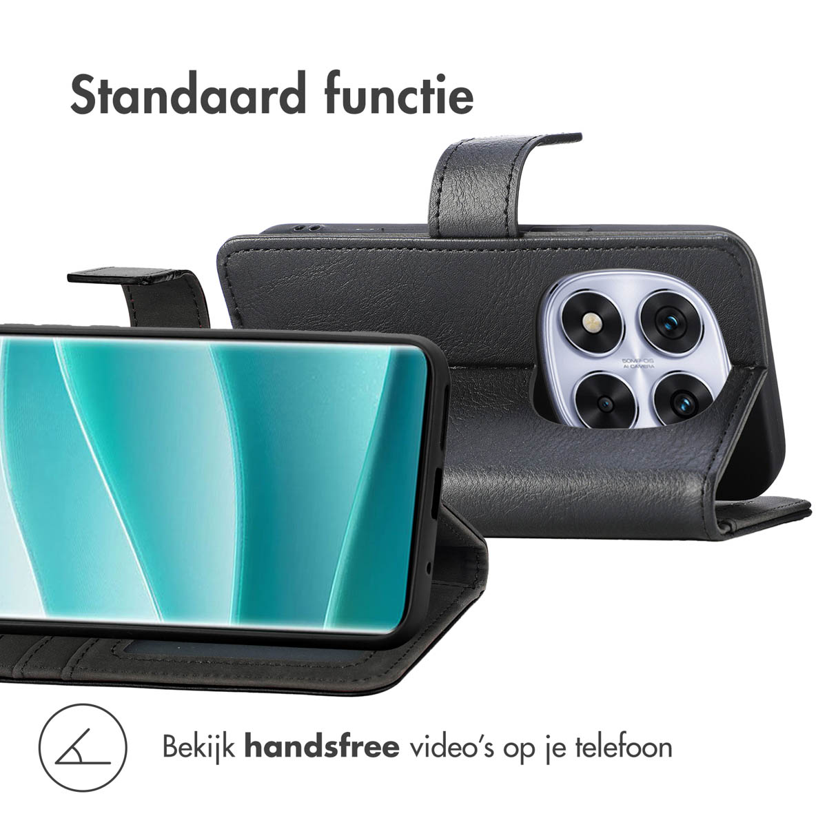 IMOSHION Luxe Bookcase - Geschikt voor Xiaomi Redmi Note 14 Pro (5G) - Telefoonhoesje voor Xiaomi Xiaomi Redmi Note 14 Pro 5G Zwart