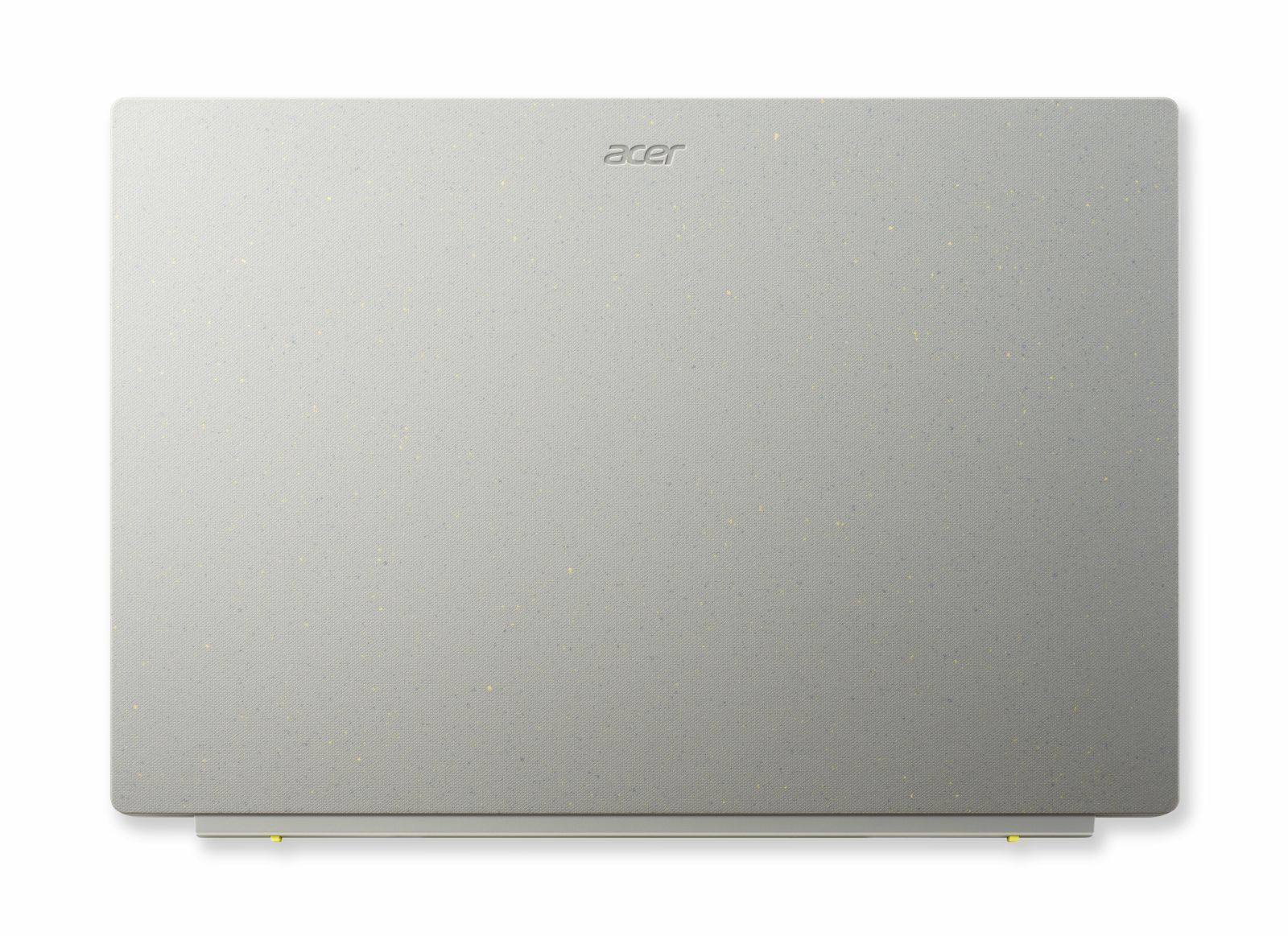 Zamknięty laptop, jasnoszary, z marką acer na pokrywie.