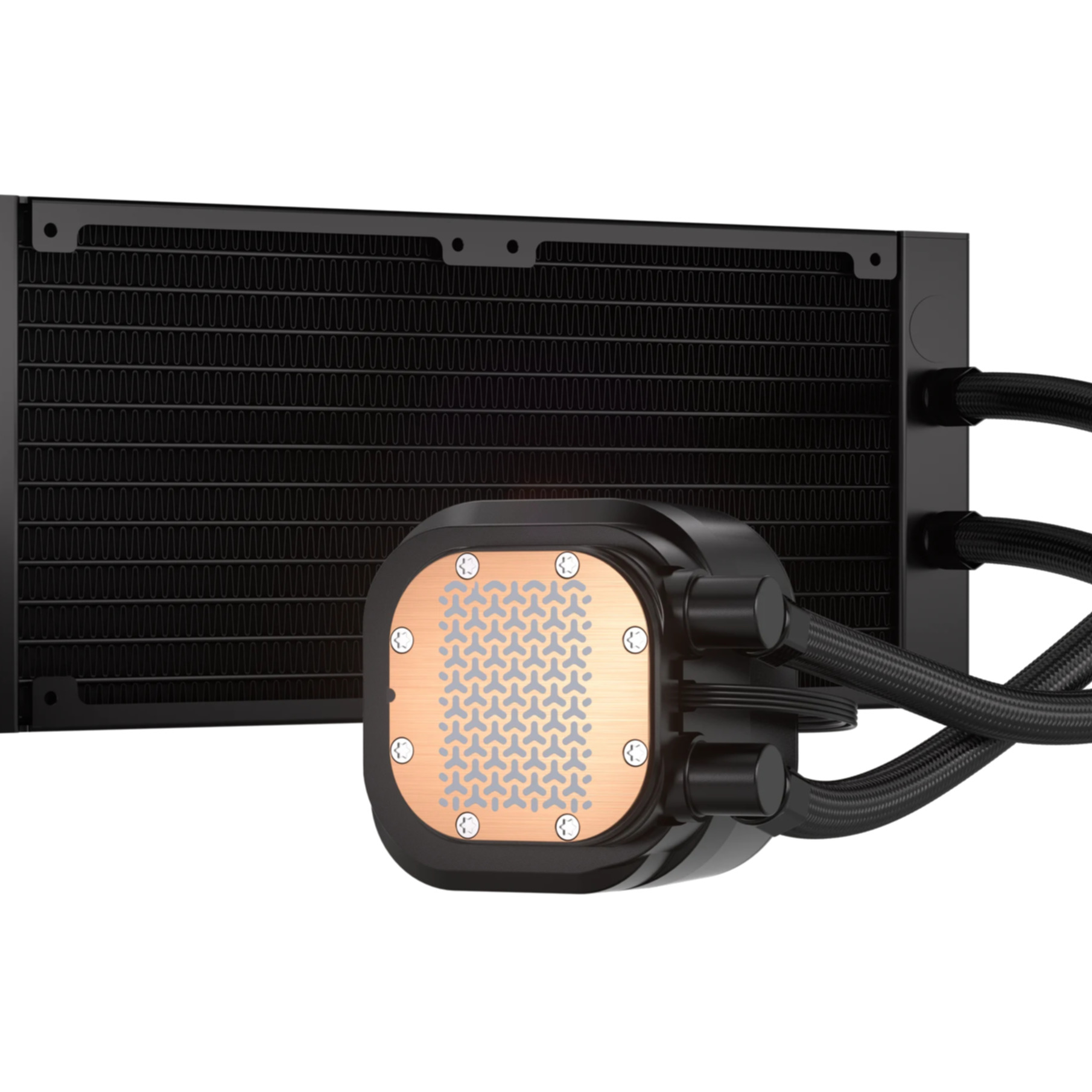 Czarny i miedziany cooler CPU z czarnym radiatorem.