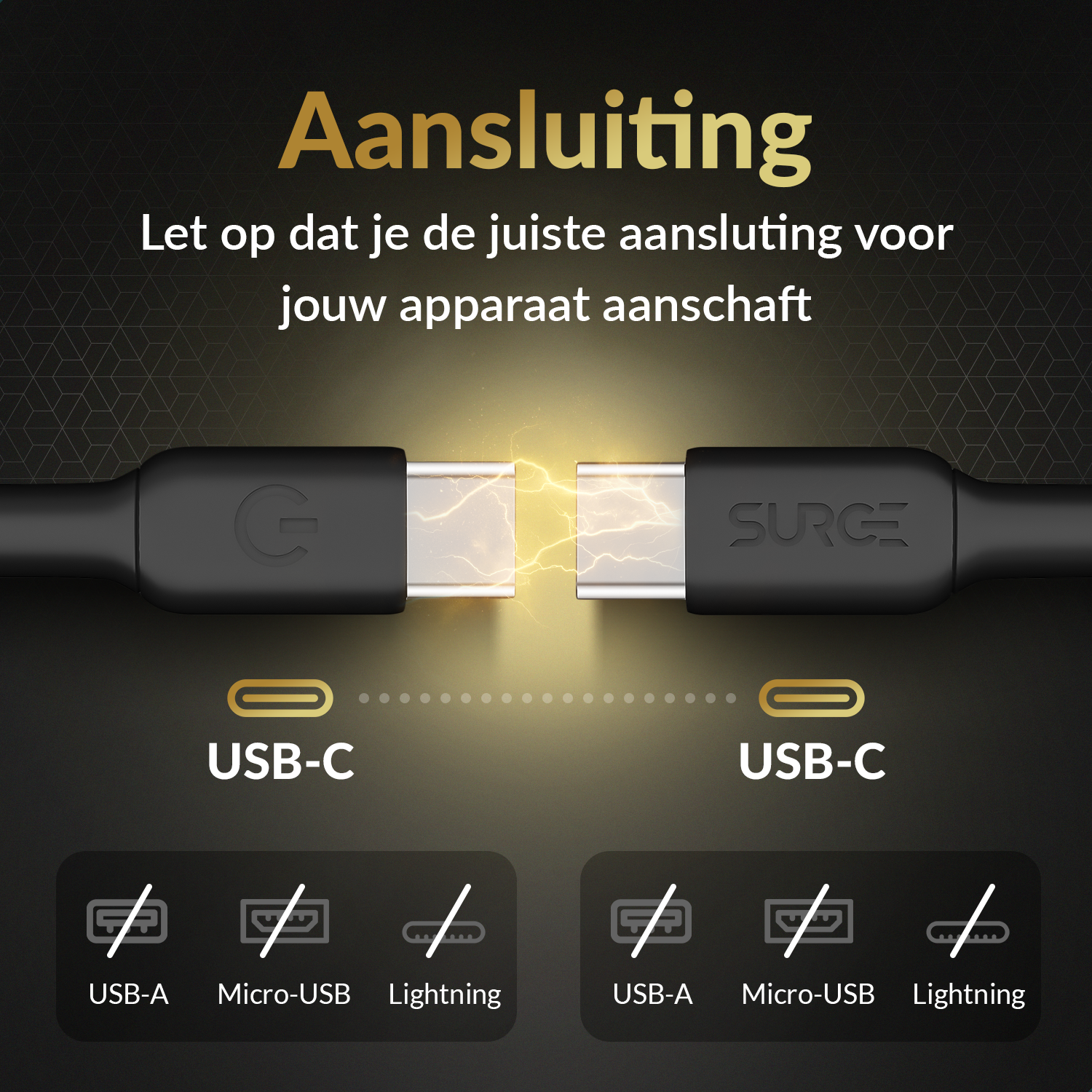 Image of a black USB-C to USB-C cable with gold accents, showcasing its connection type.