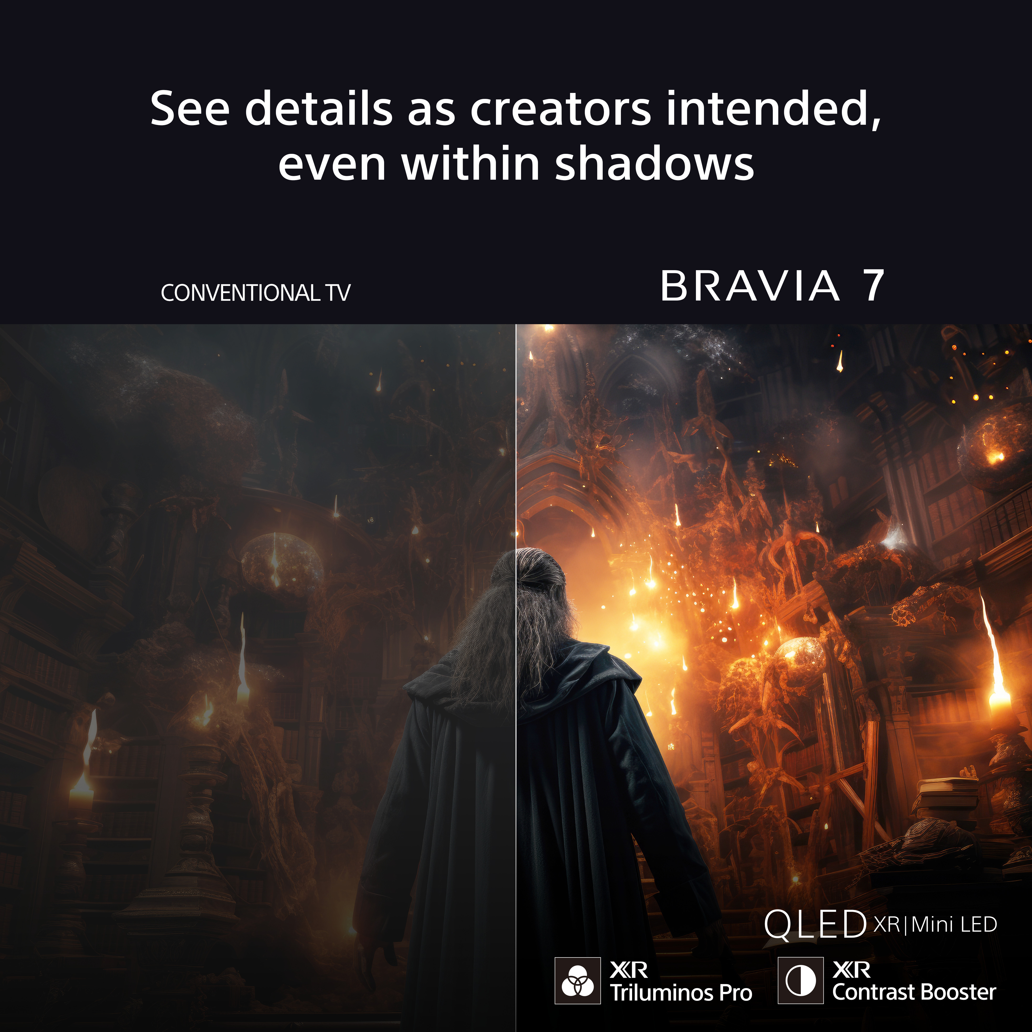 Etykieta energetyczna telewizora Samsung. Pokazuje efektywność energetyczną, dane o zużyciu i wymiary na czarnym tle.