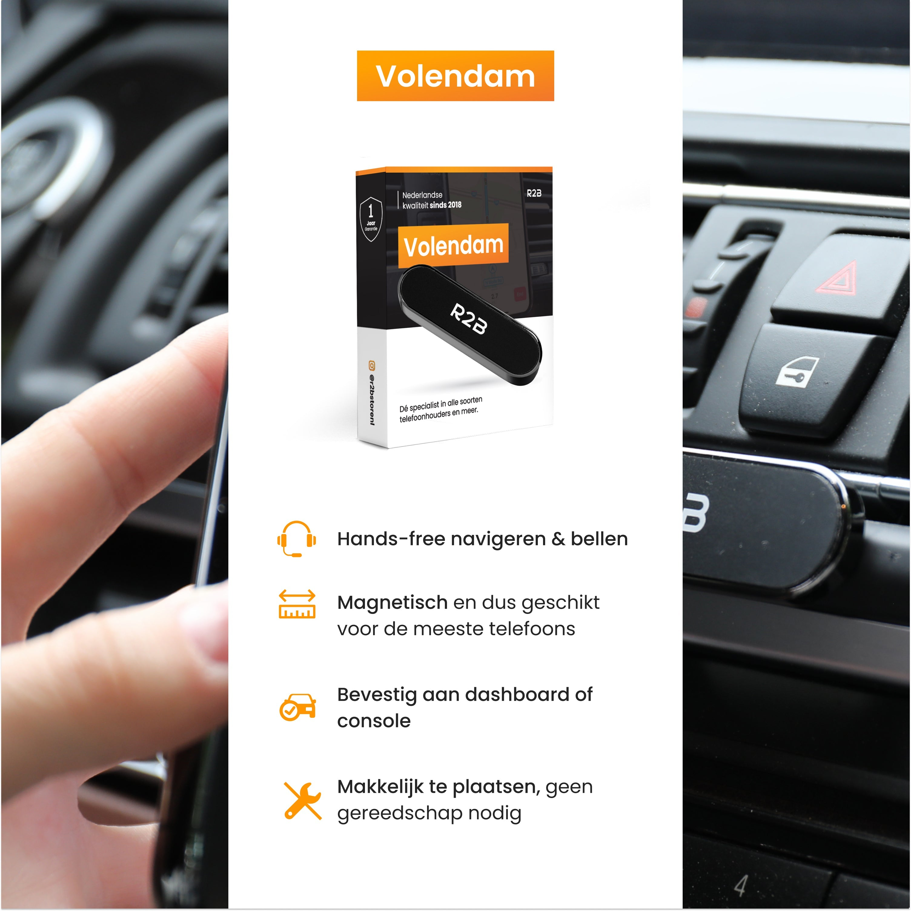Support de téléphone de voiture mains libres, magnétique, facile à installer.