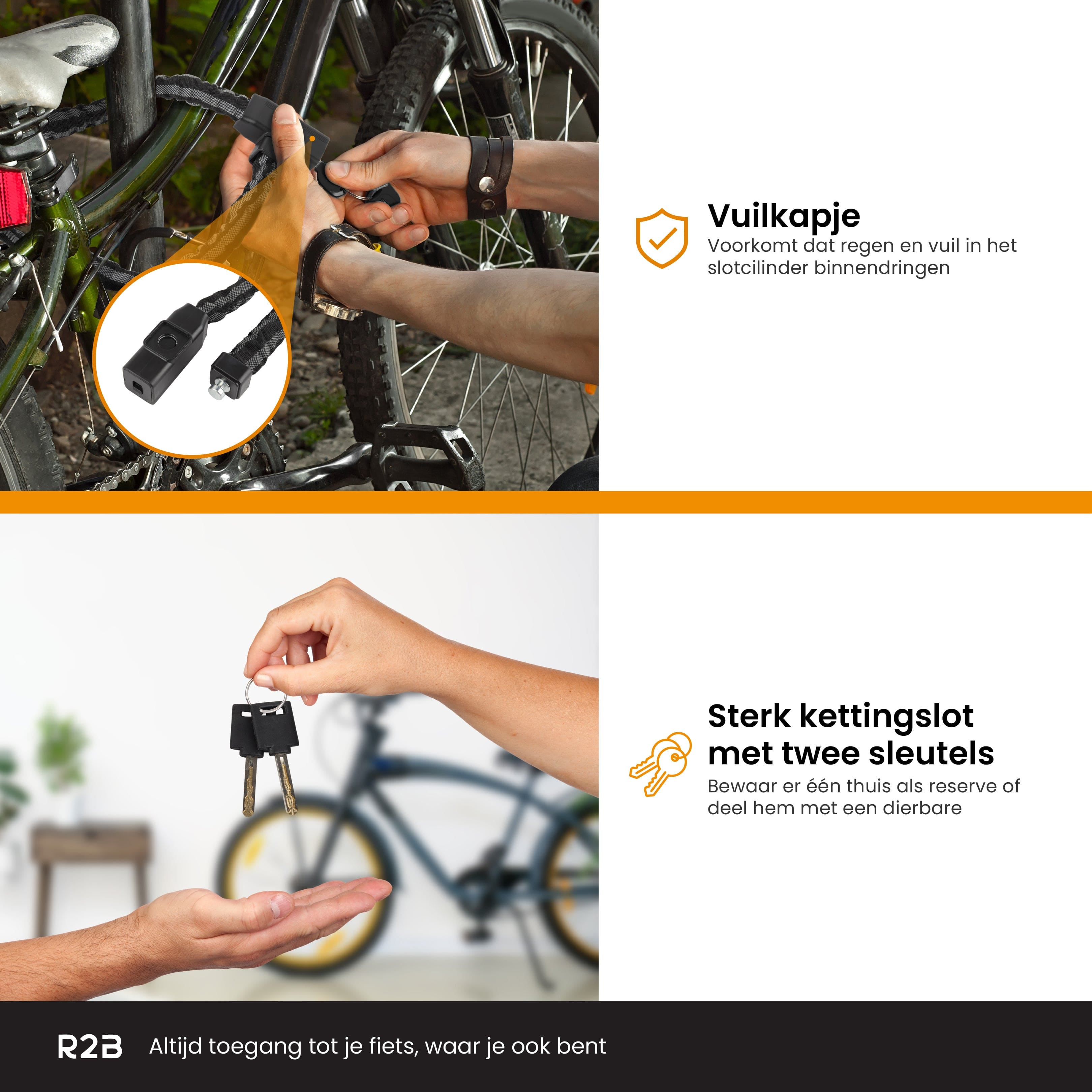 Image with two parts: a lock and two keys. It is an image for a bicycle lock.