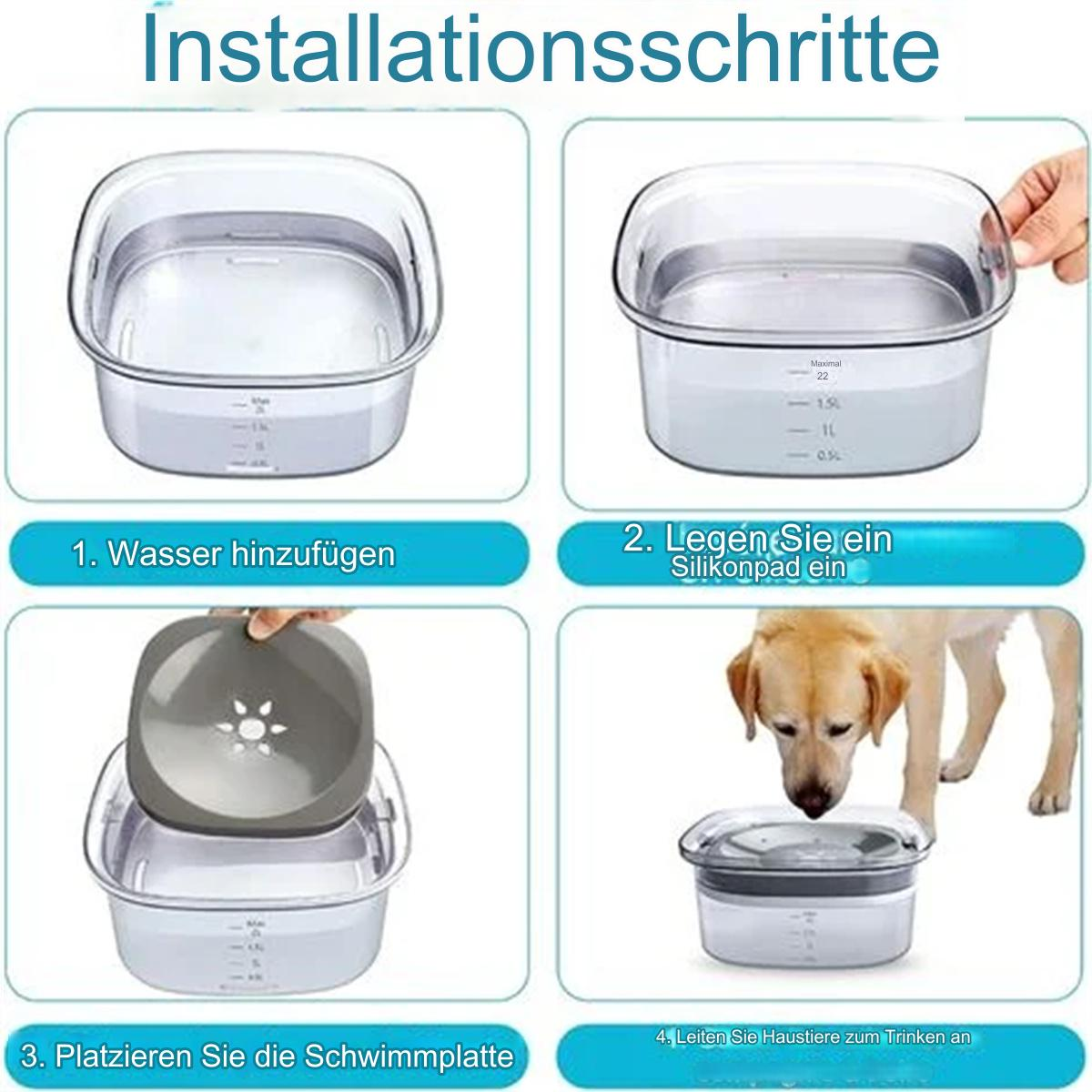 Anweisungen zur Einrichtung eines Haustier-Wasserbrunnens.