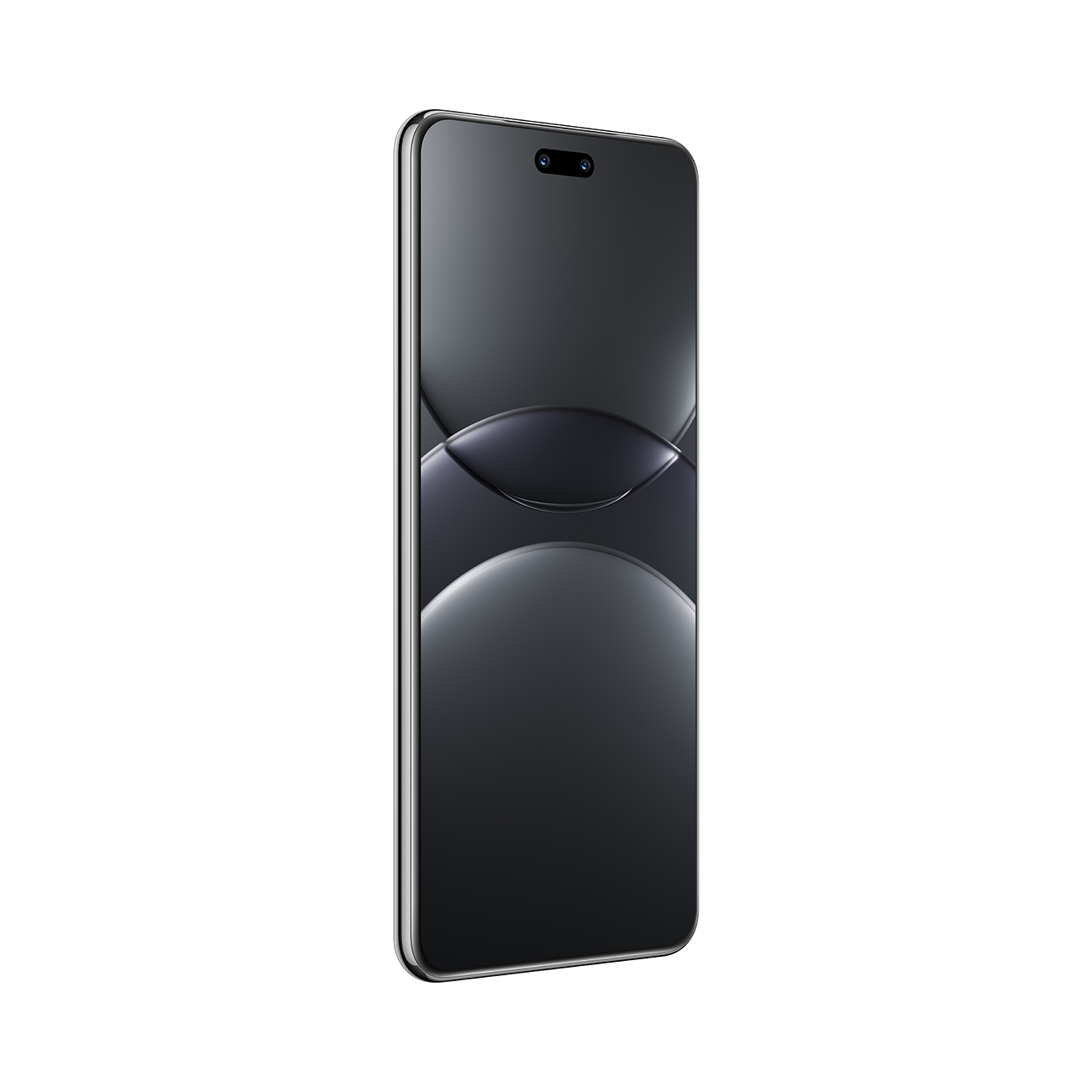 Schwarzes Smartphone mit Quad-Objektiv-Kamera, silberfarbenem Branding auf der Rückseite, vor weißem Hintergrund.
