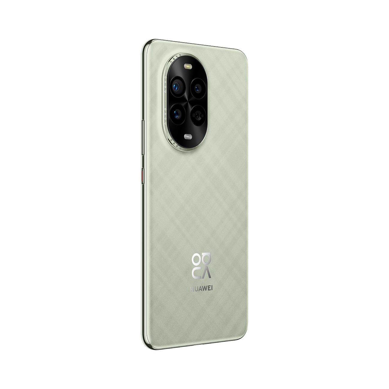 Smartphone-Rückseite, hellgrün, vier Kameralinsen in schwarzem Oval. Das Telefon ist abgewinkelt zu sehen.