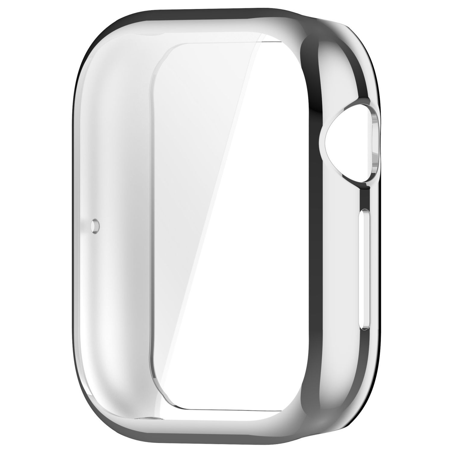 Transparente, glänzende Schutzhülle für eine Apple Watch.