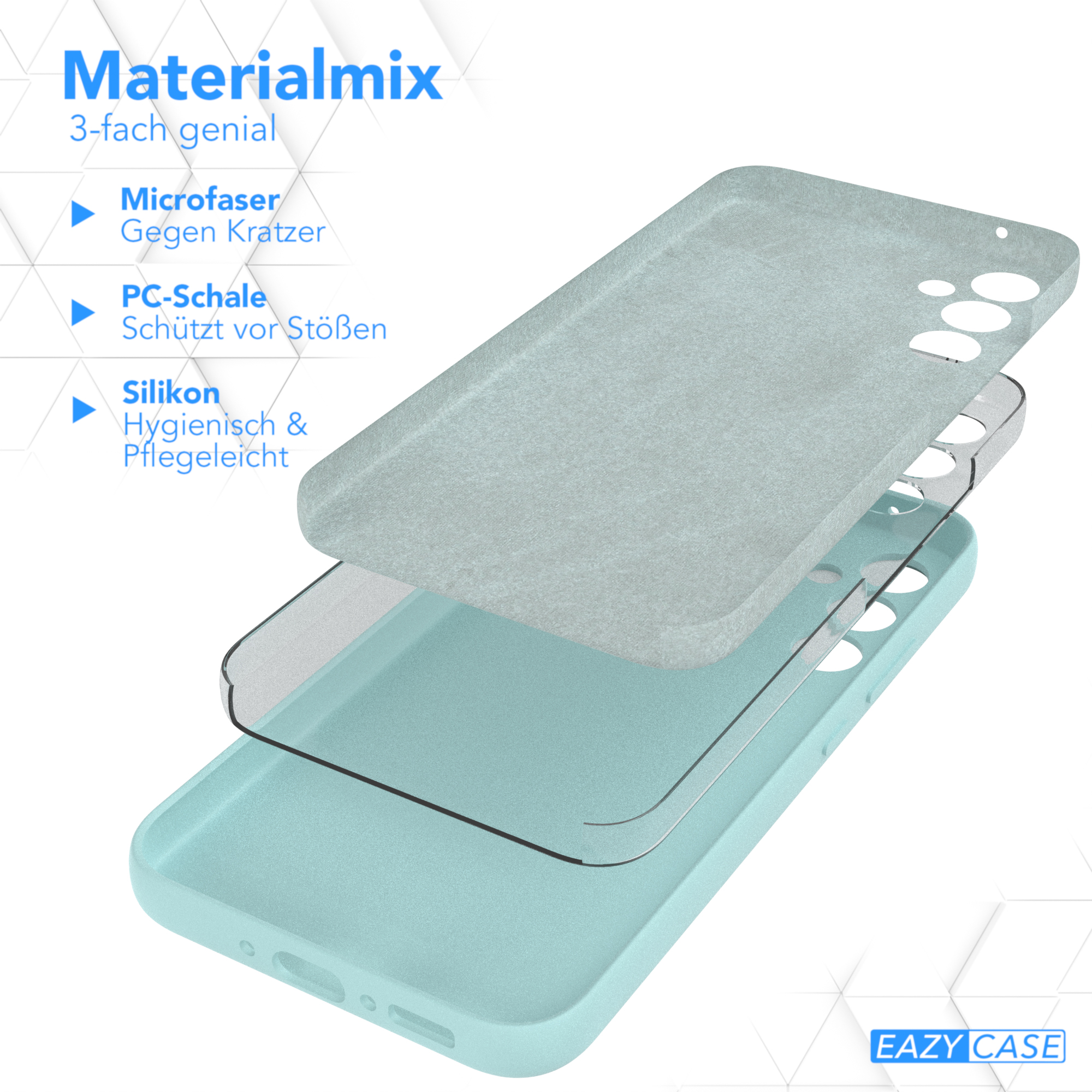 Ein geschichtetes Handycase, das die verschiedenen Schutzschichten zeigt.