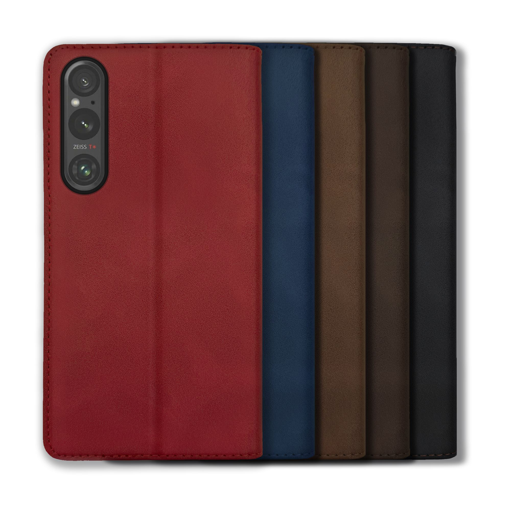 Handyhülle in verschiedenen Farben. Rot, Blau, Braun und Schwarz.