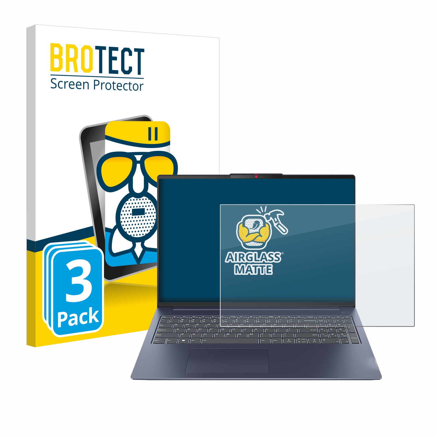 Laptop mit Displayschutz, Paket und Laptop. Schutz mit Laptop-Illustration.