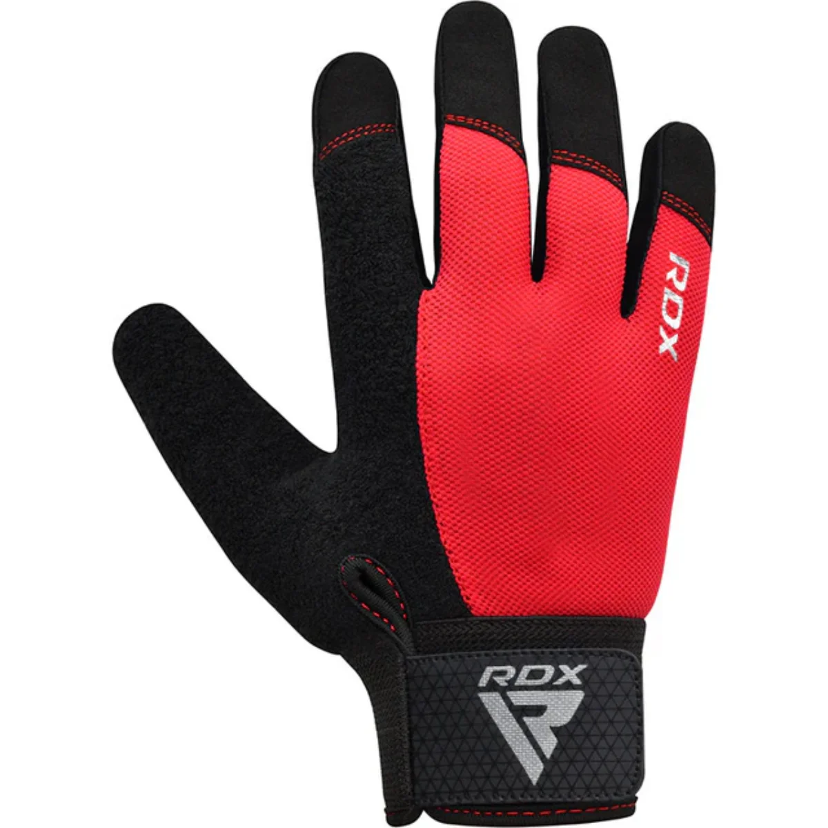 Black and red glove with the logo RDX. The background is white.