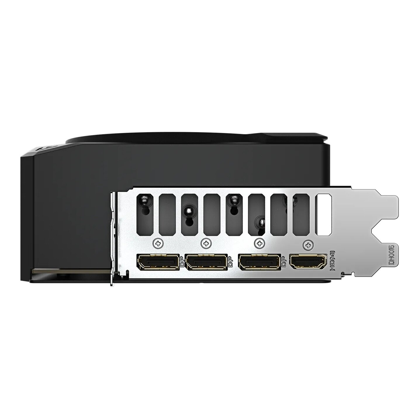 Widok z tyłu karty graficznej, pokazujący porty.