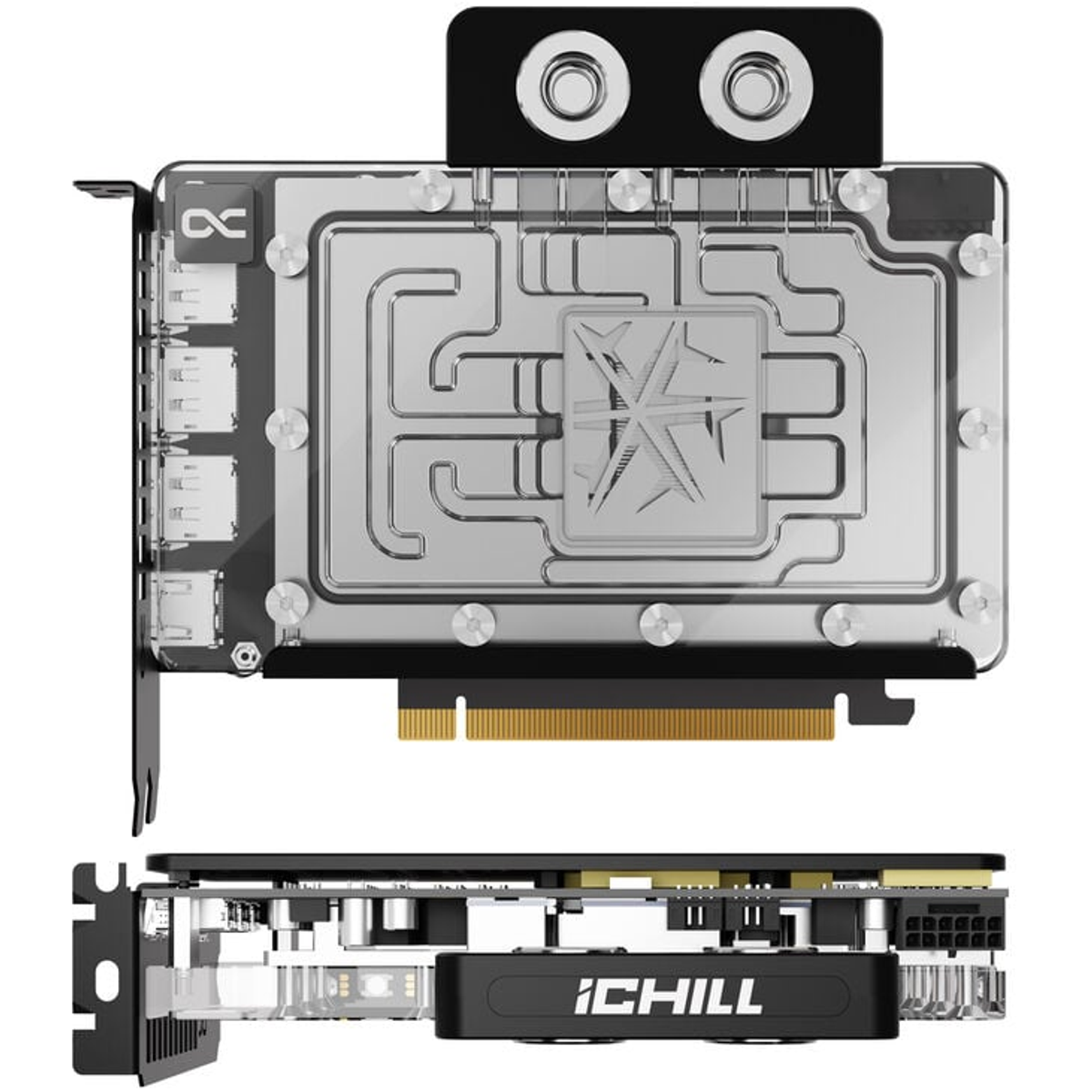 Podzespół komputera z blokiem wodnym do chłodzenia.