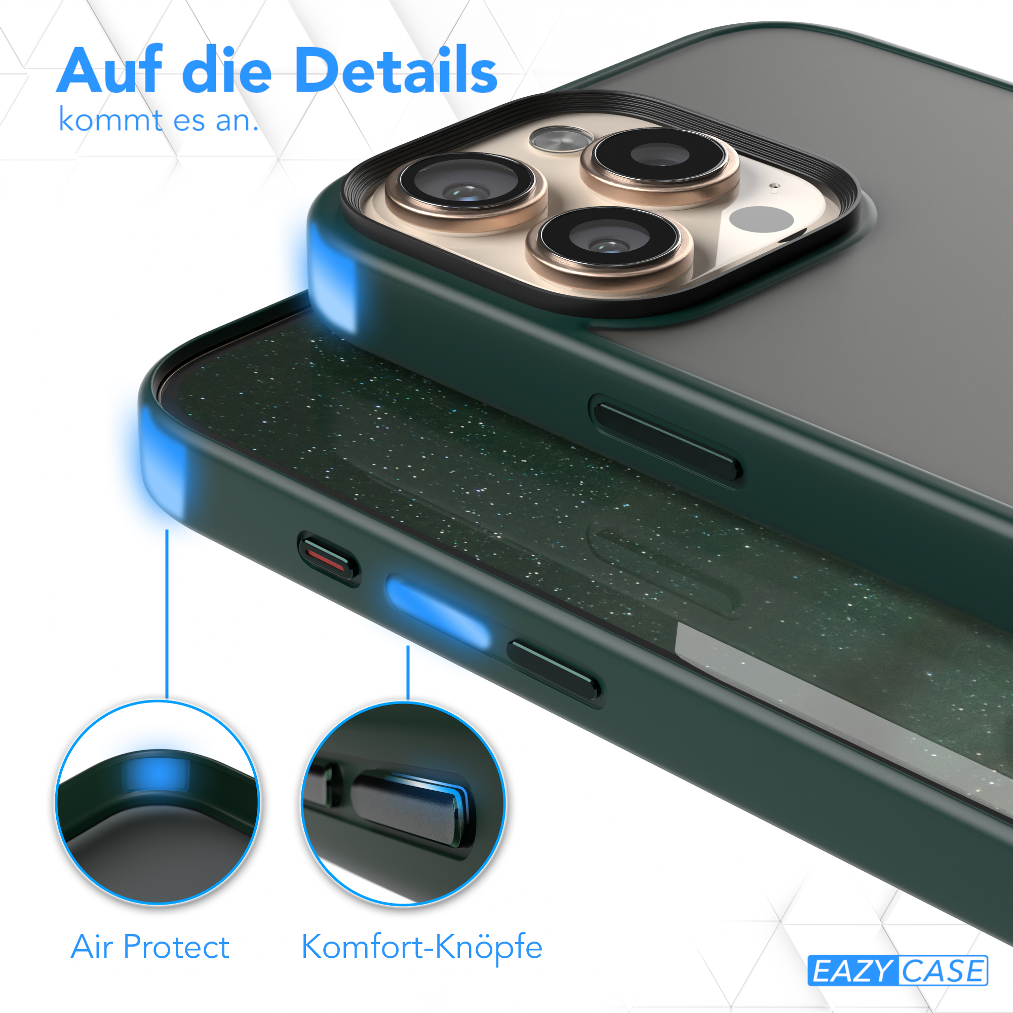 Nahaufnahme einer Handyhülle. Zeigt die Hülle mit Details an der Seite des Telefons.