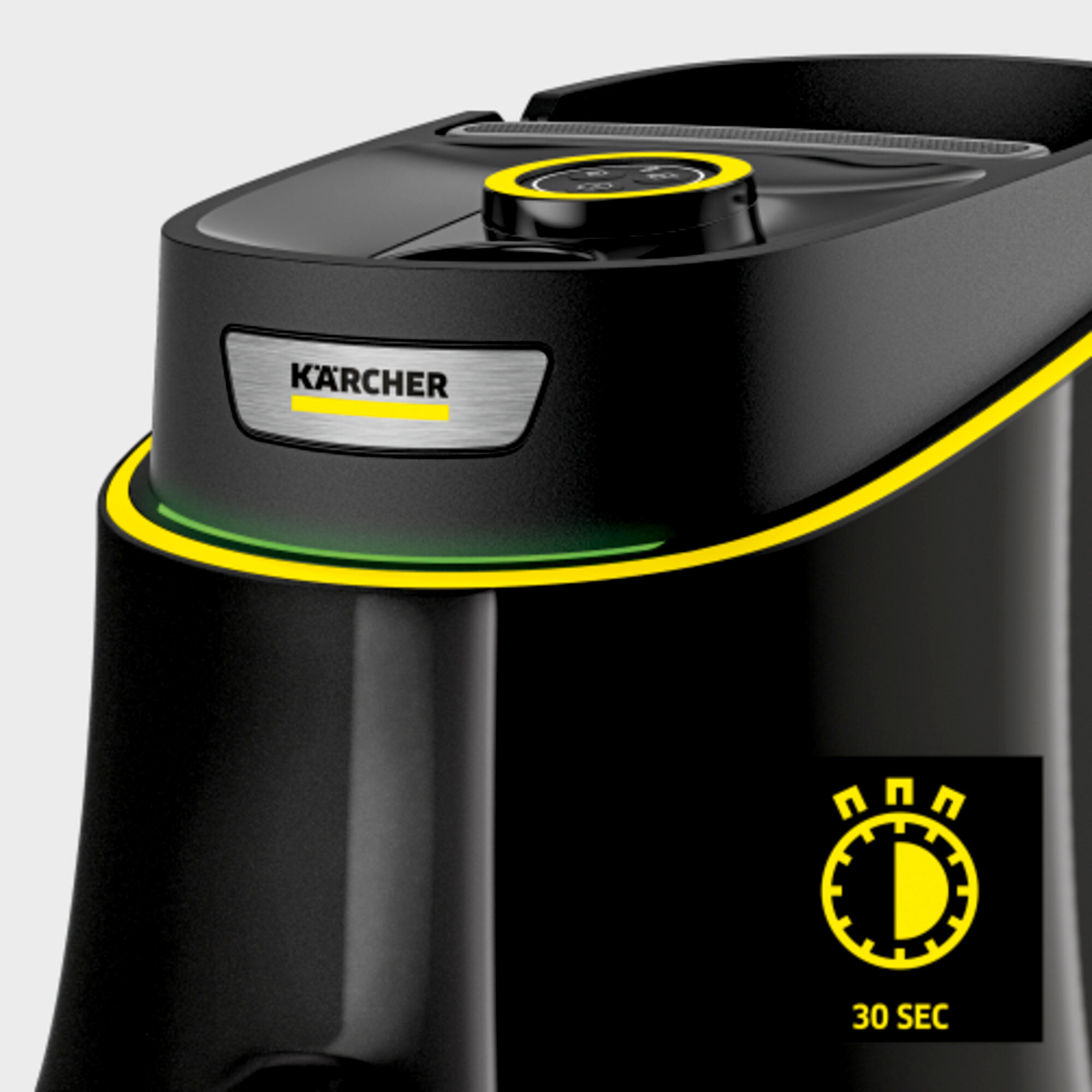 Czarno-żółta maszyna czyszcząca Kärcher z 30-sekundowym timerem.