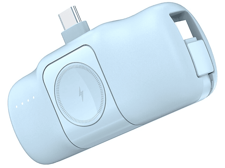 WOZINSKY 5000 mAh 15 W mit integriertem USB-C-Kabel Powerbank 5000 mAh Blau