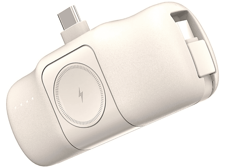 WOZINSKY 5003 mAh 15 W mit integriertem USB-C-Kabel Powerbank 5000 mAh Beige