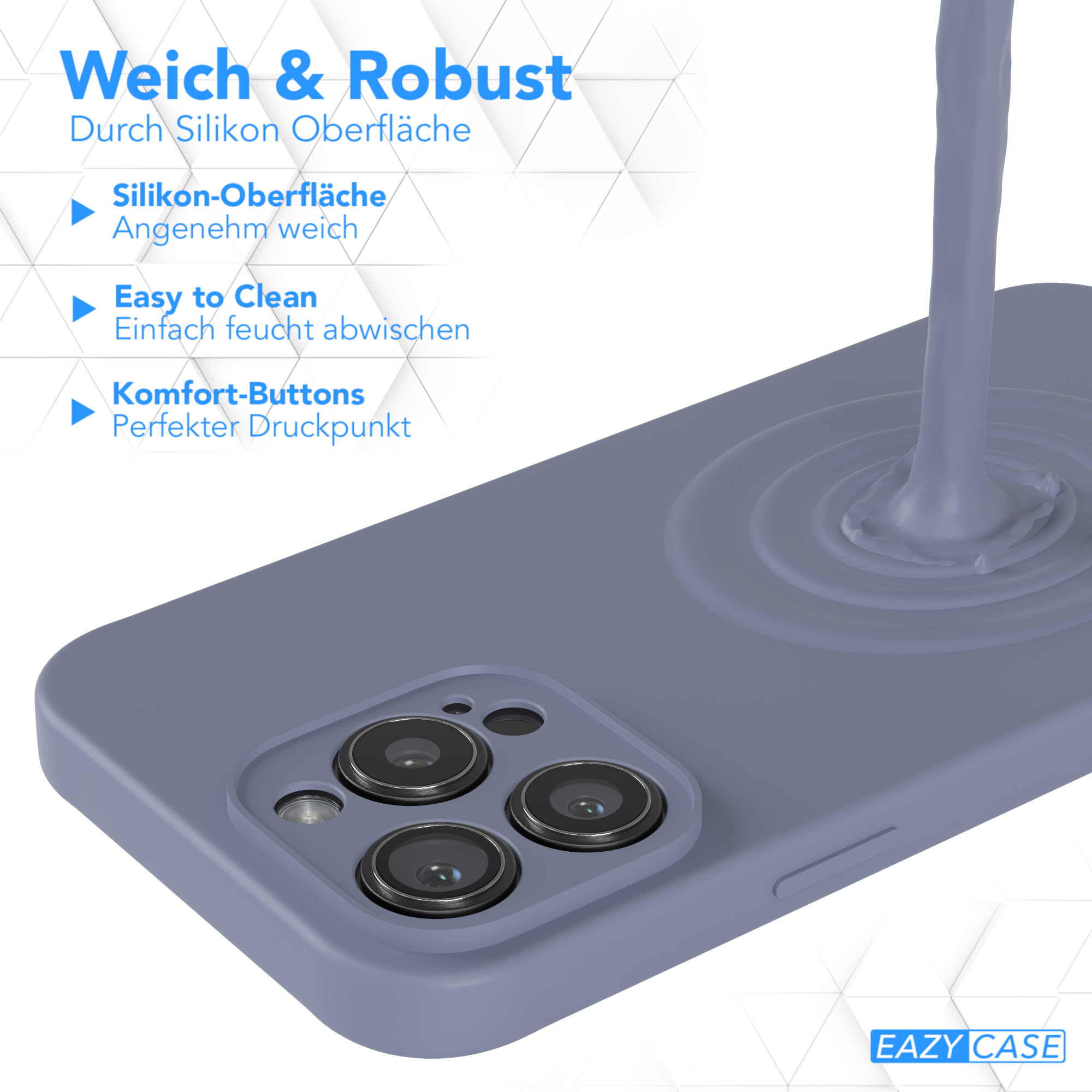 Eine blaue Telefonhülle mit einer tropfenden Flüssigkeit.