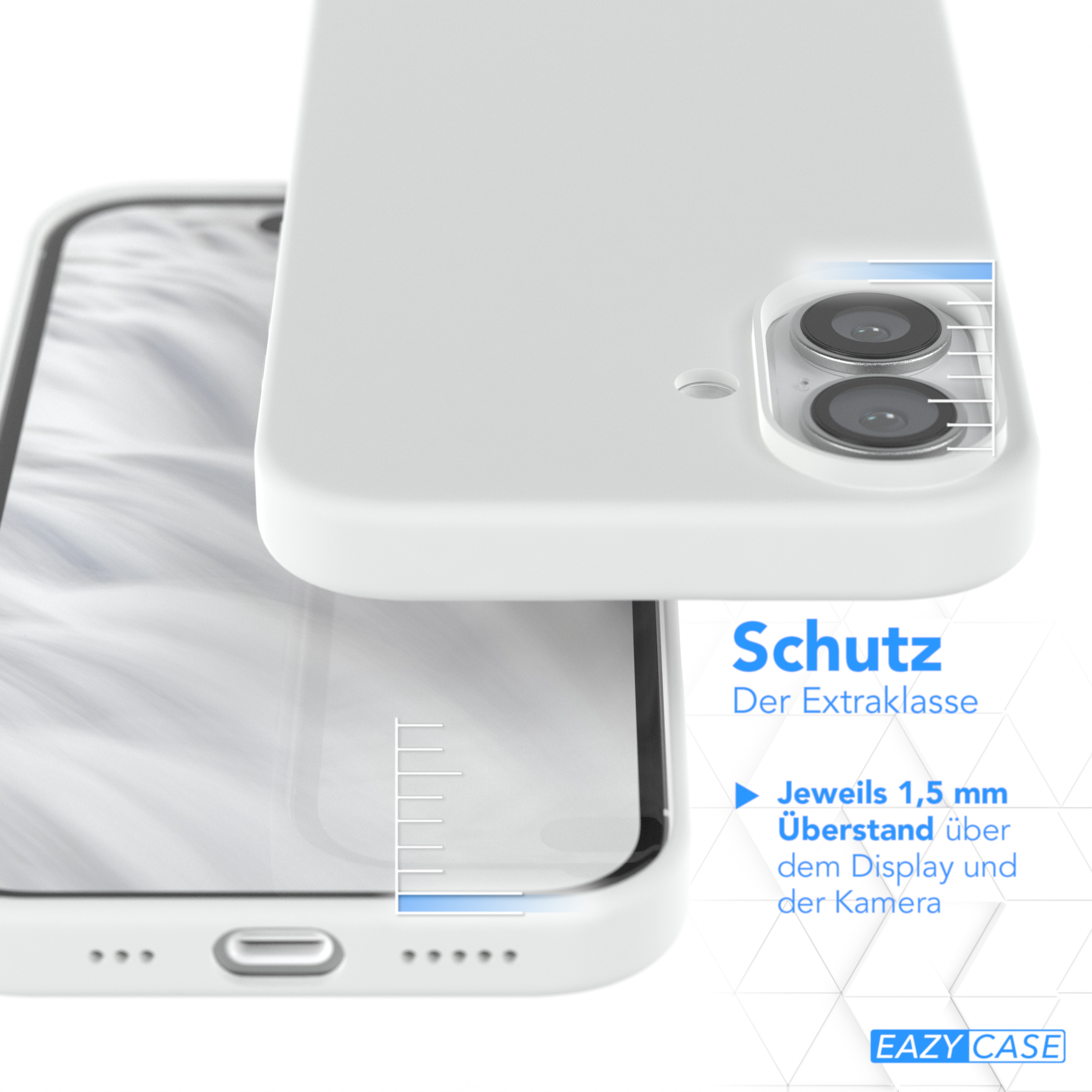 Handyhülle mit erhöhten Rändern über Display und Kamera.