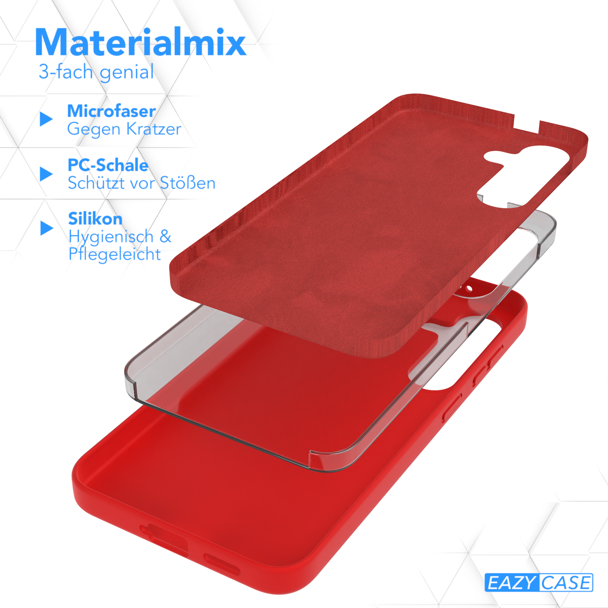 Eine Handyhülle, die Materialschichten werden gezeigt.