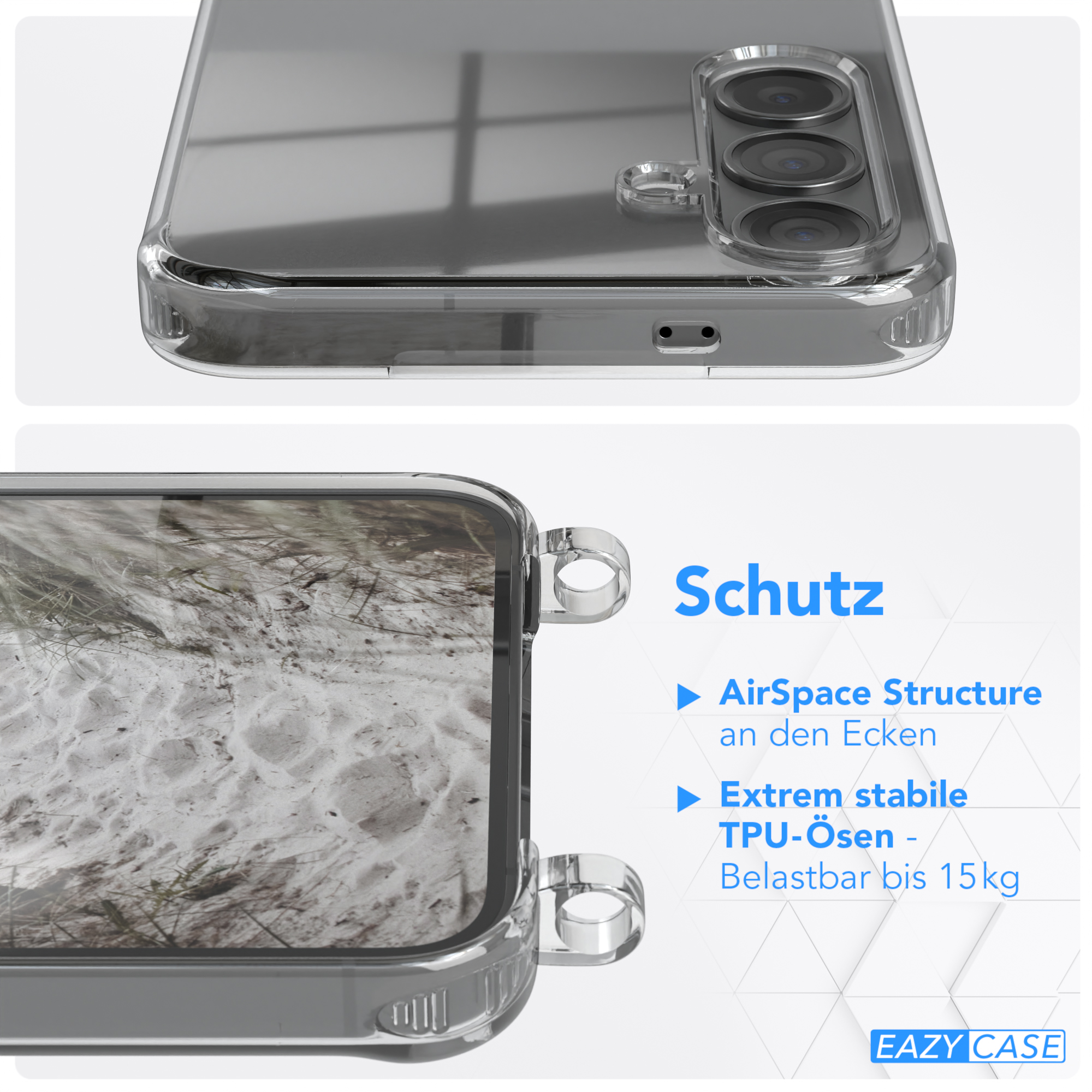 Transparente Handyhülle mit Schutzfunktionen.