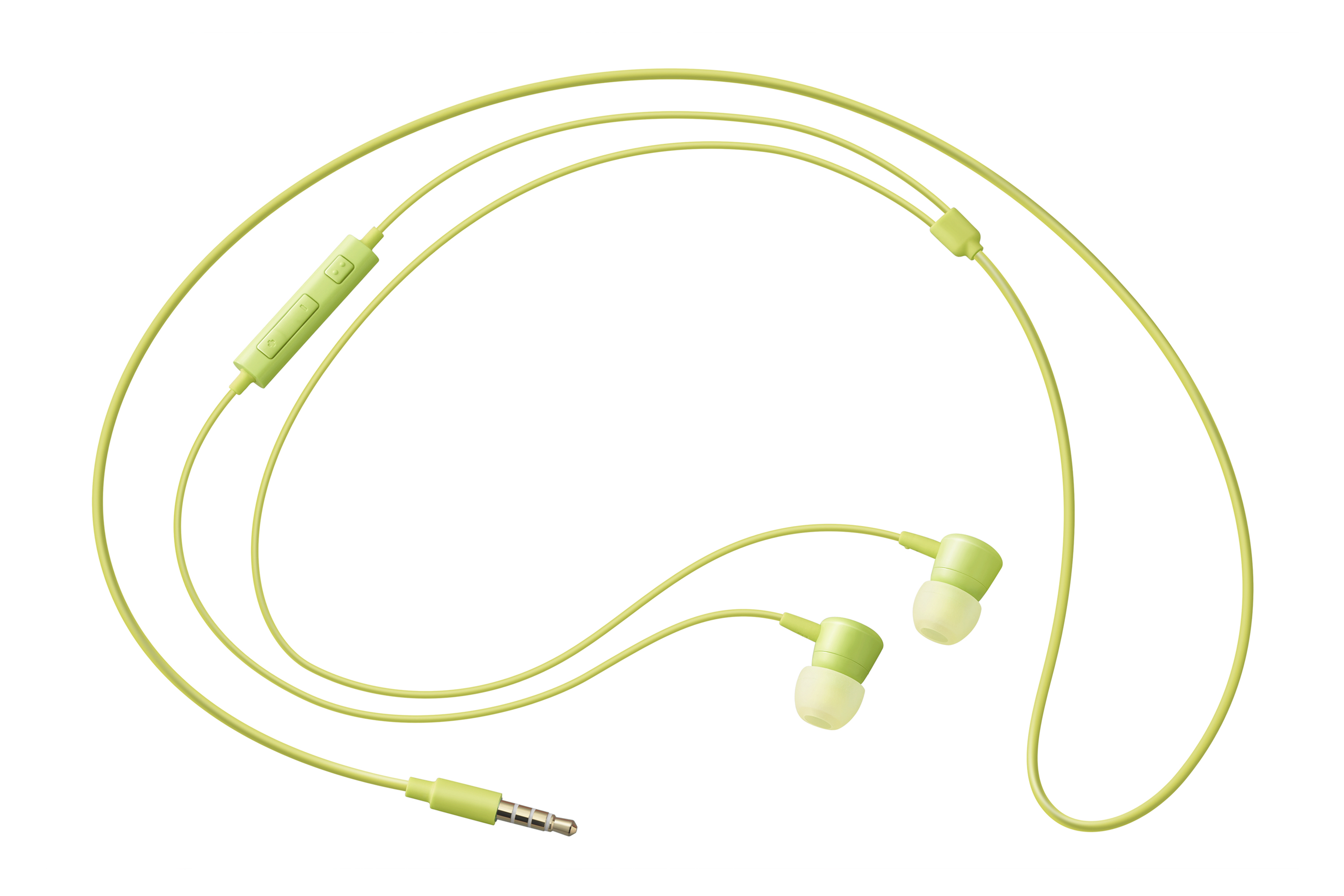 Auricolari verdi con controllo e jack.