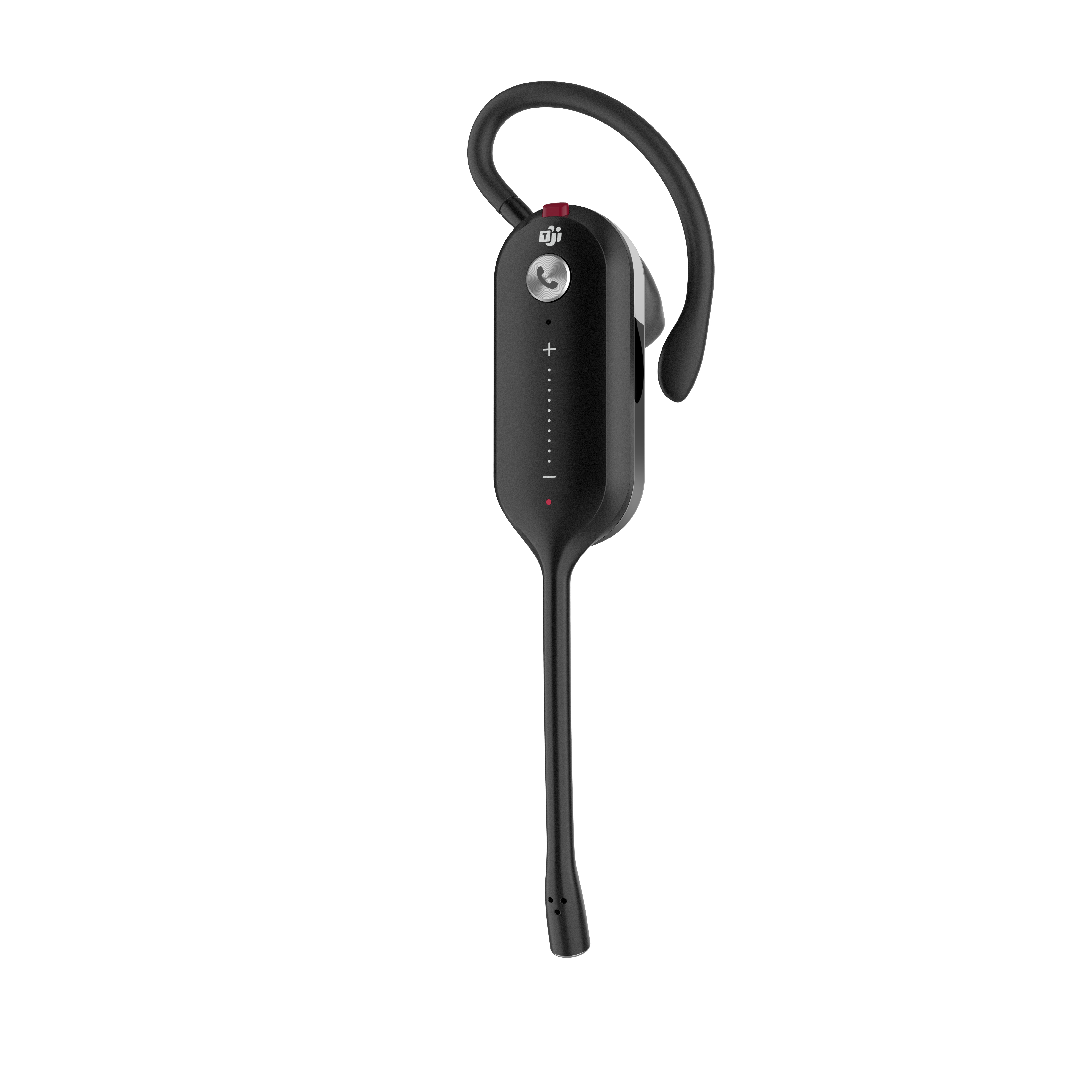 Cuffie nere con microfono flessibile. Tasti per il controllo del volume.