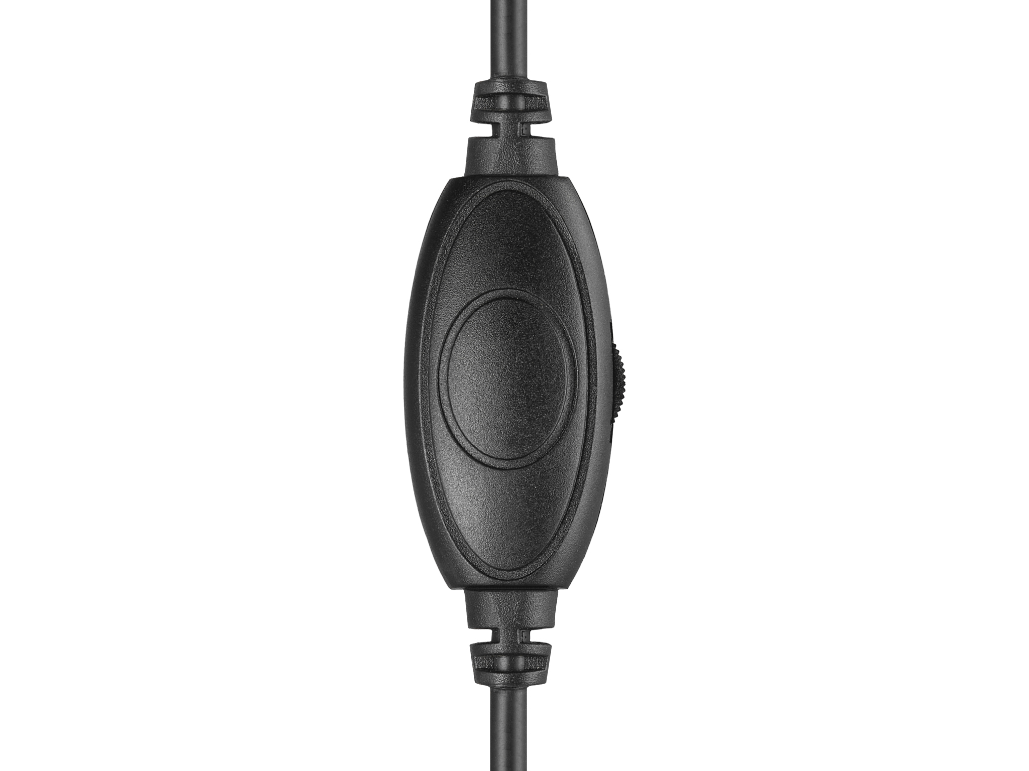 Contrôle noir pour casque sur fond blanc.