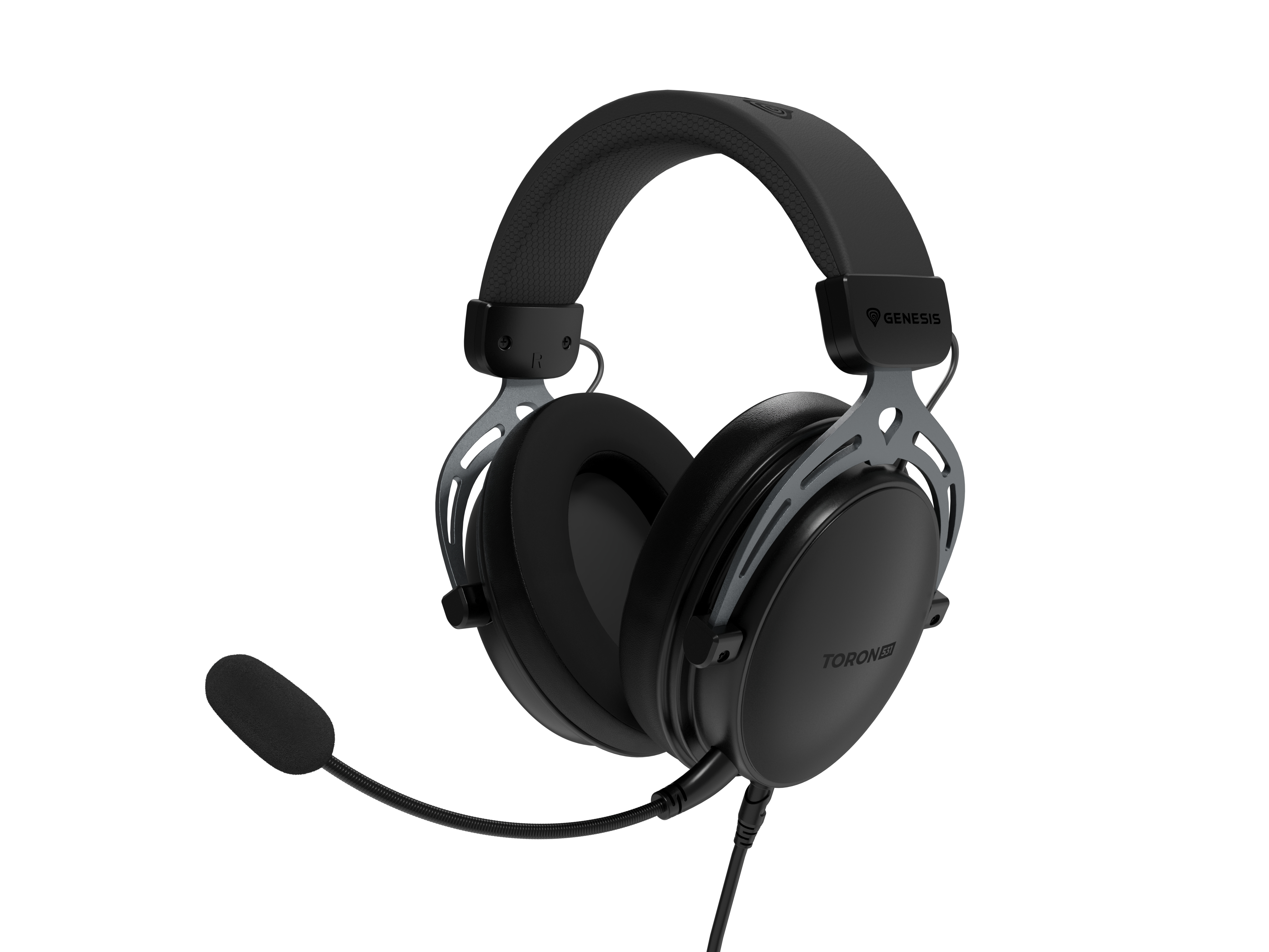 Schwarz-graues Genesis Toron 530 Headset mit Mikrofon.