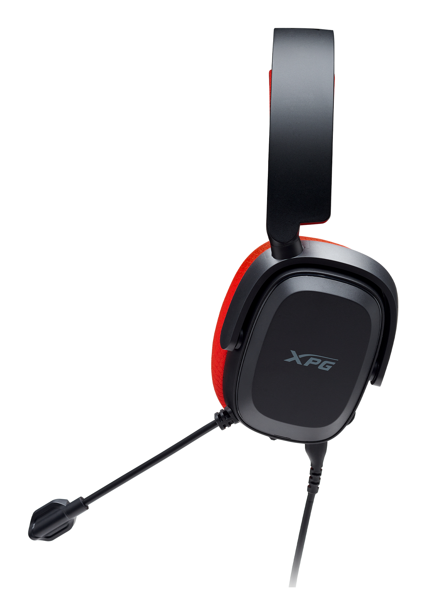 Cuffie XPG nere e rosse con microfono e cavo.