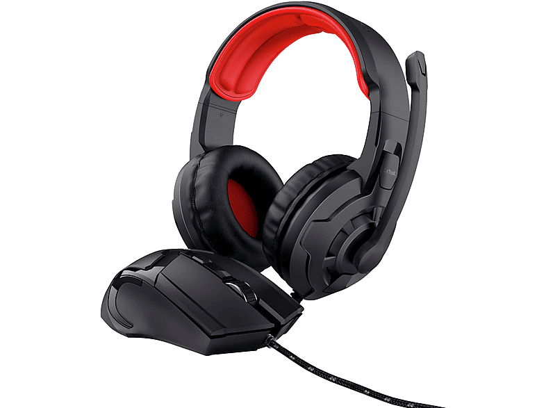 TRUST 24761 2'si 1 Arada Oyun Seti Mouse ve Kablolu Gaming Kulak Üstü Kulaklık Siyah